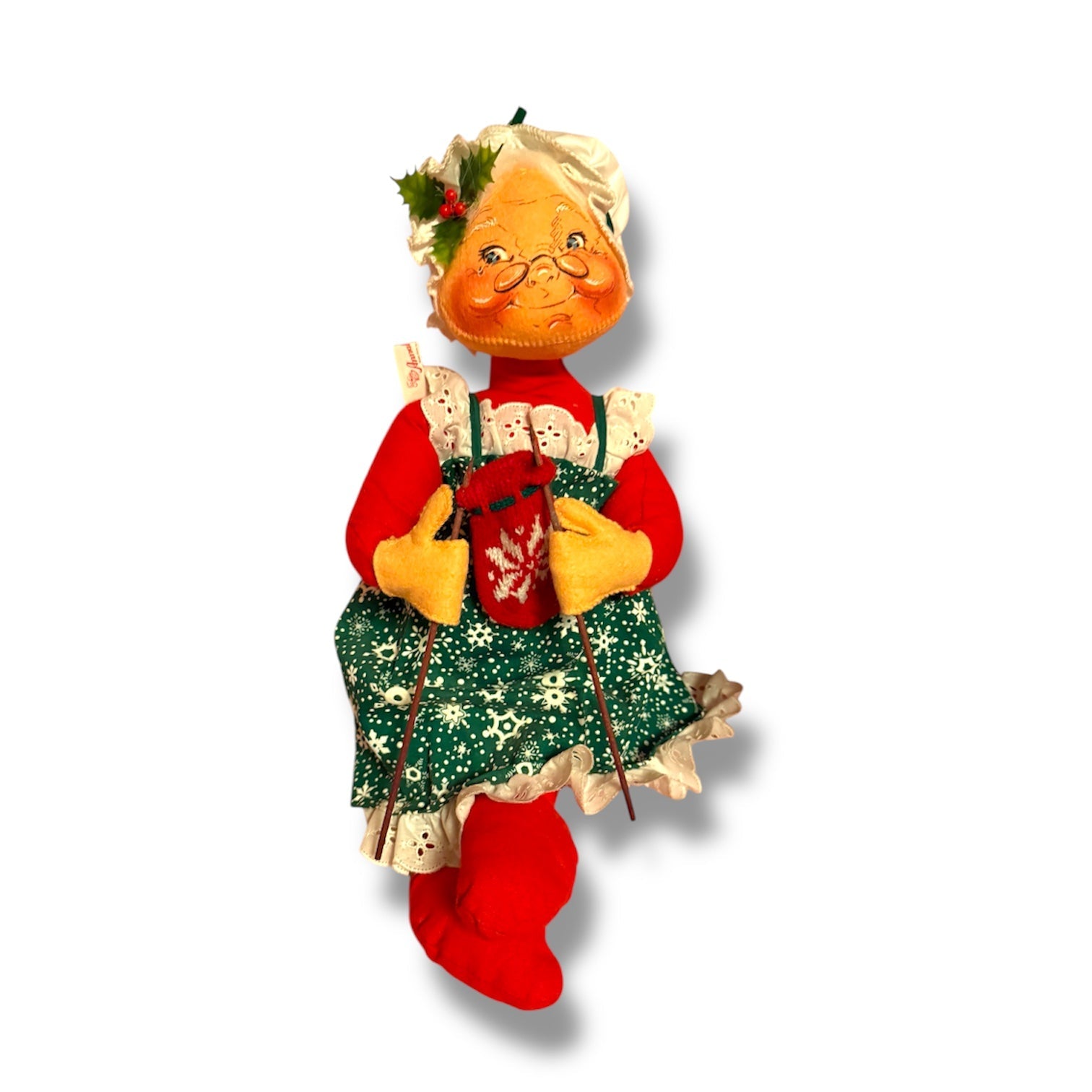 Vintage Annalee Mrs Claus Knitting Doll