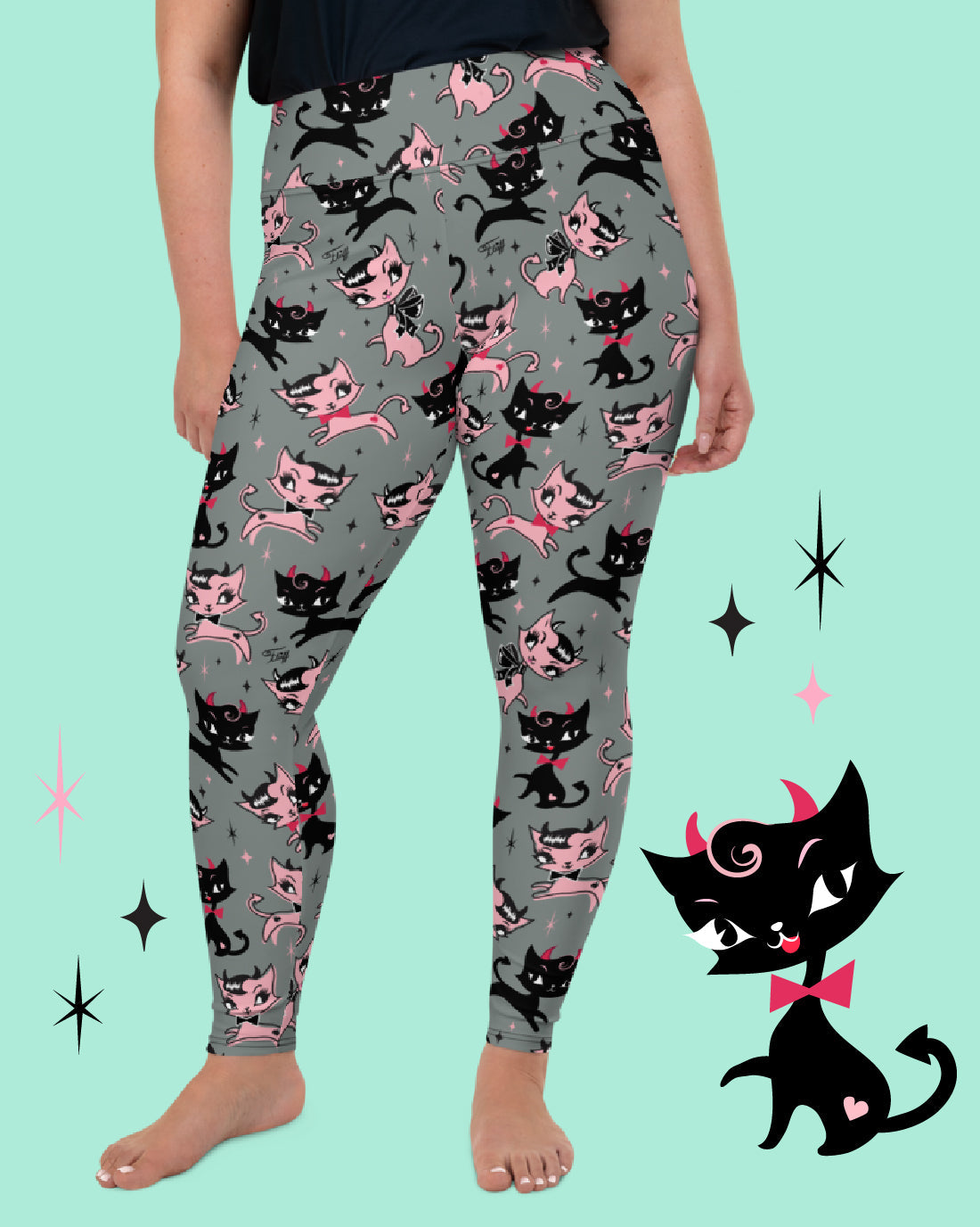 "Bad Kitty" Leggings by Miss Fluff x Lipstick & Chrome TC2