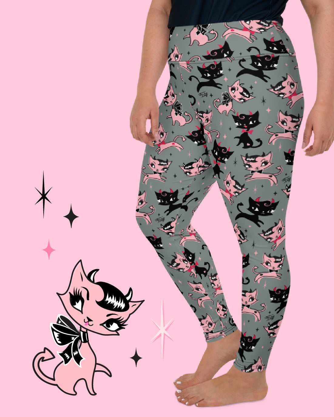 "Bad Kitty" Leggings by Miss Fluff x Lipstick & Chrome TC2