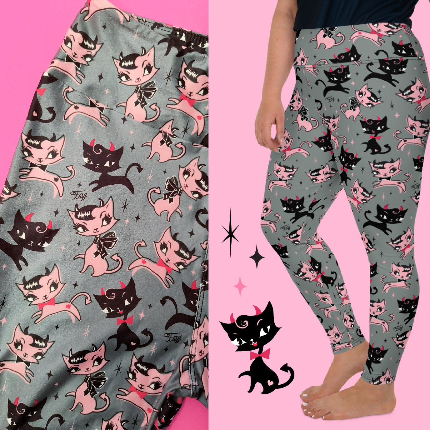 "Bad Kitty" Leggings by Miss Fluff x Lipstick & Chrome TC2