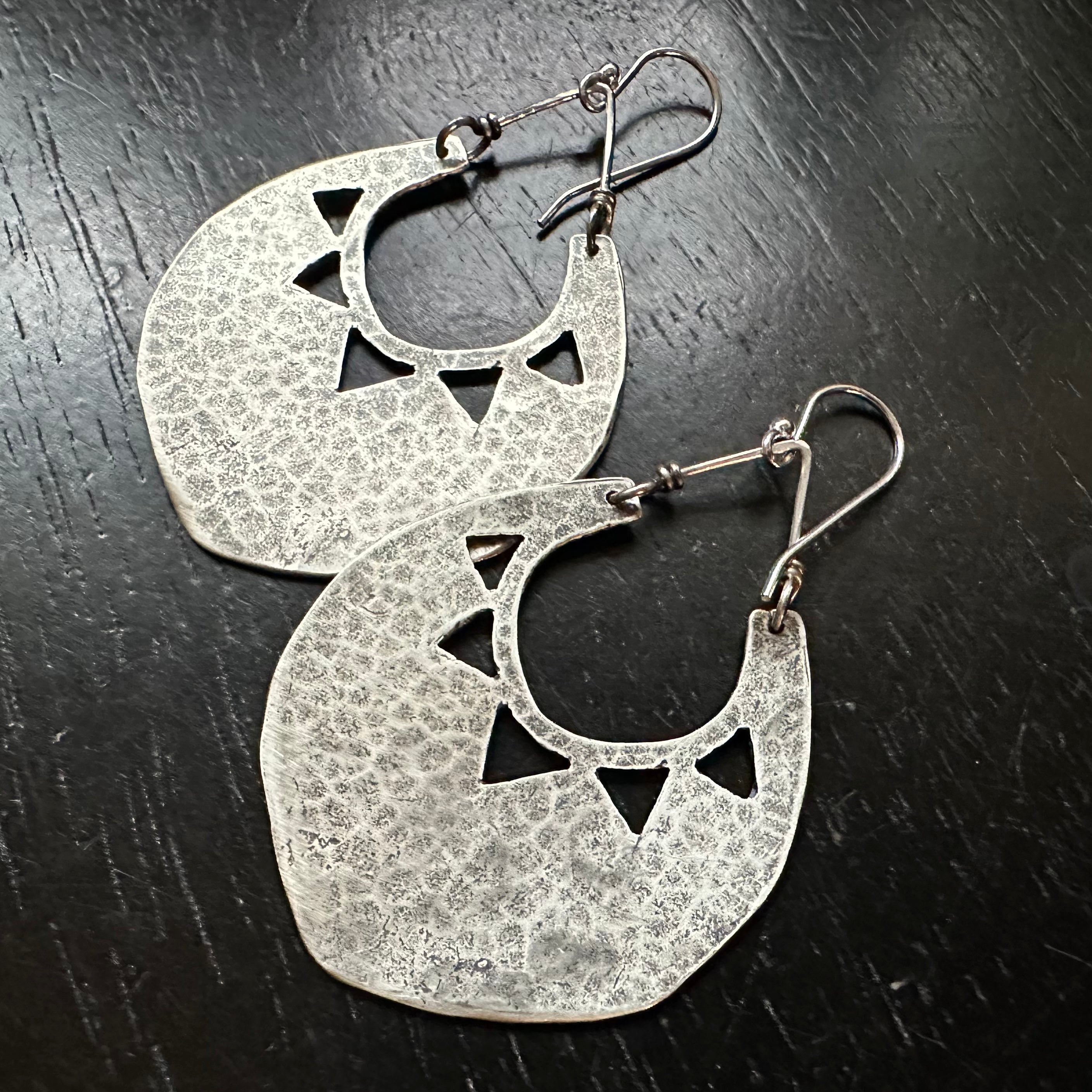 Silver Sun Shield Earrings