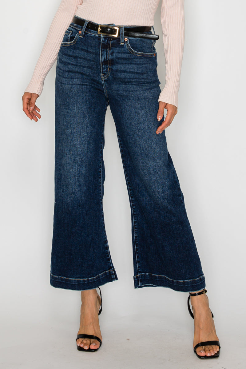 High Rise Cropped Palazzo Jeans