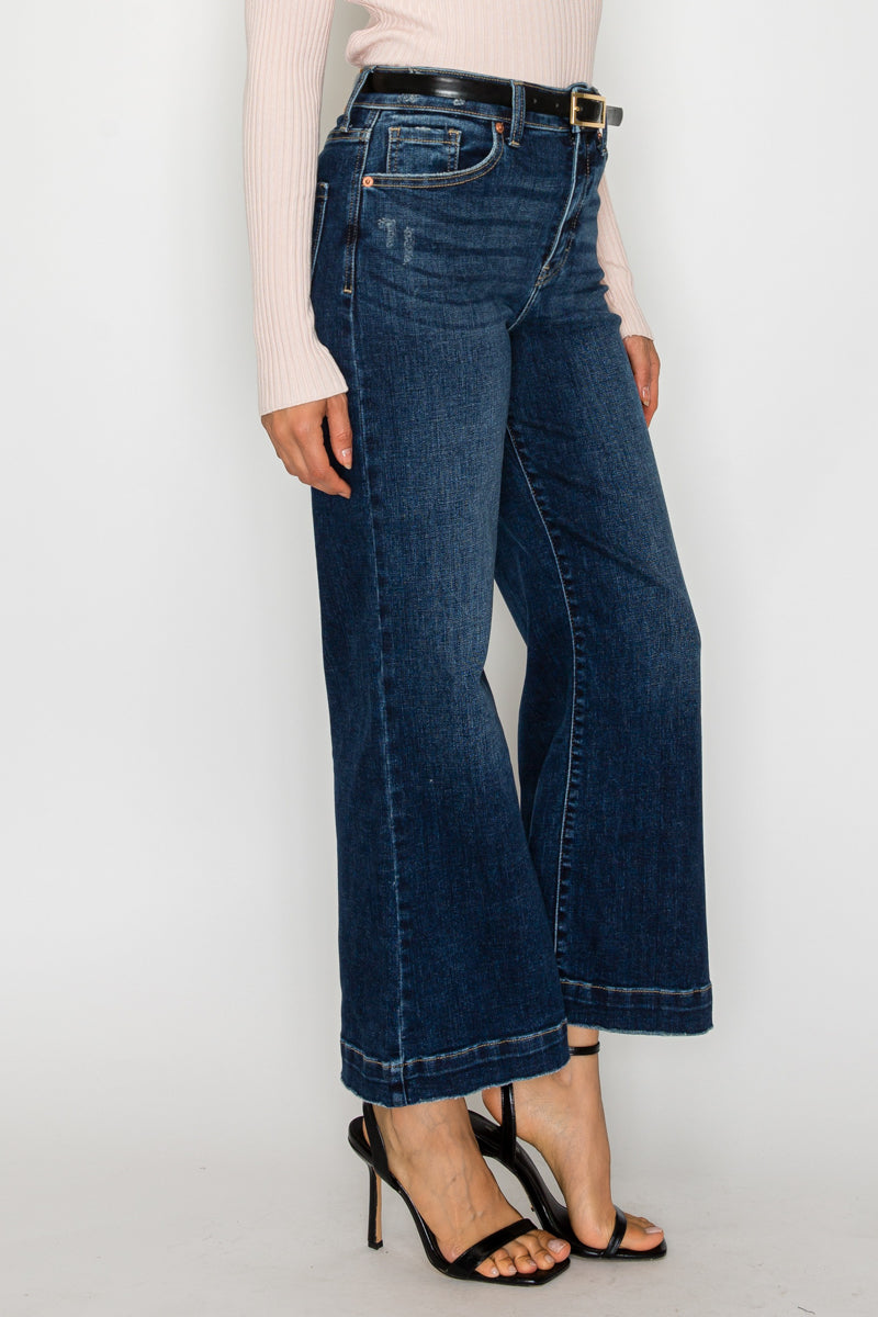 High Rise Cropped Palazzo Jeans