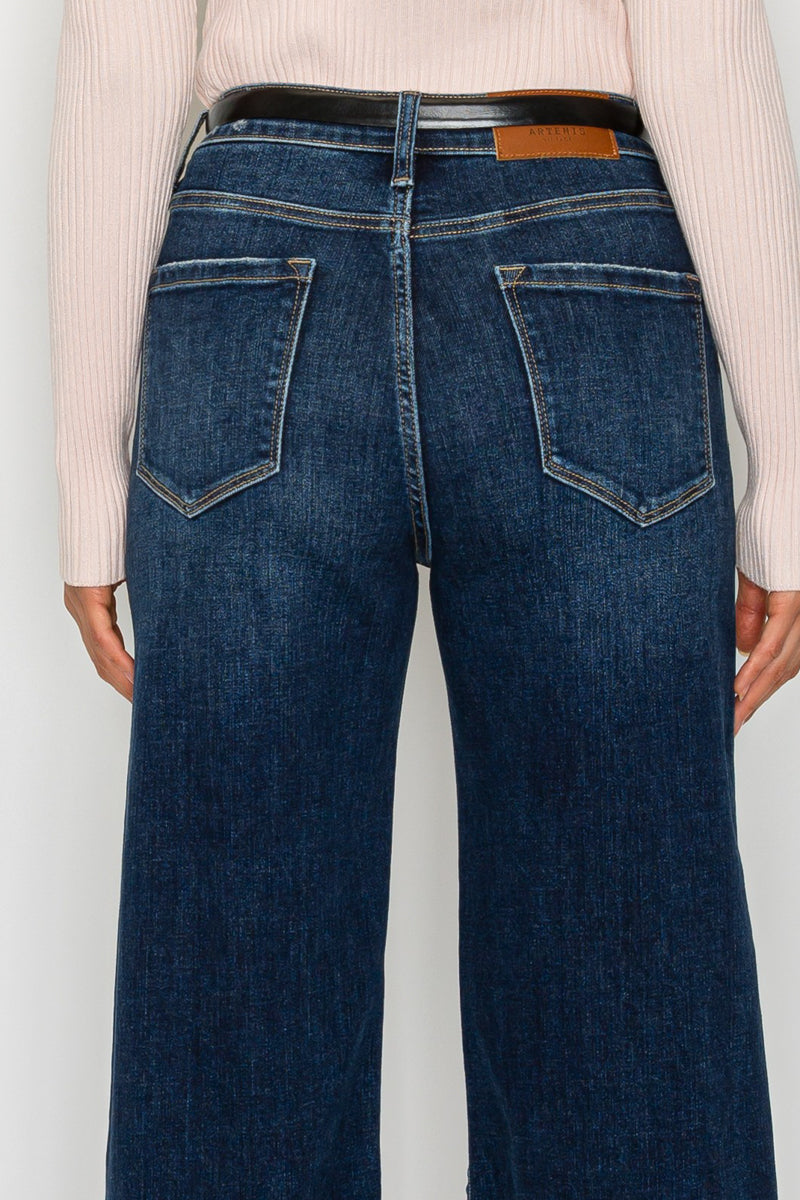 High Rise Cropped Palazzo Jeans