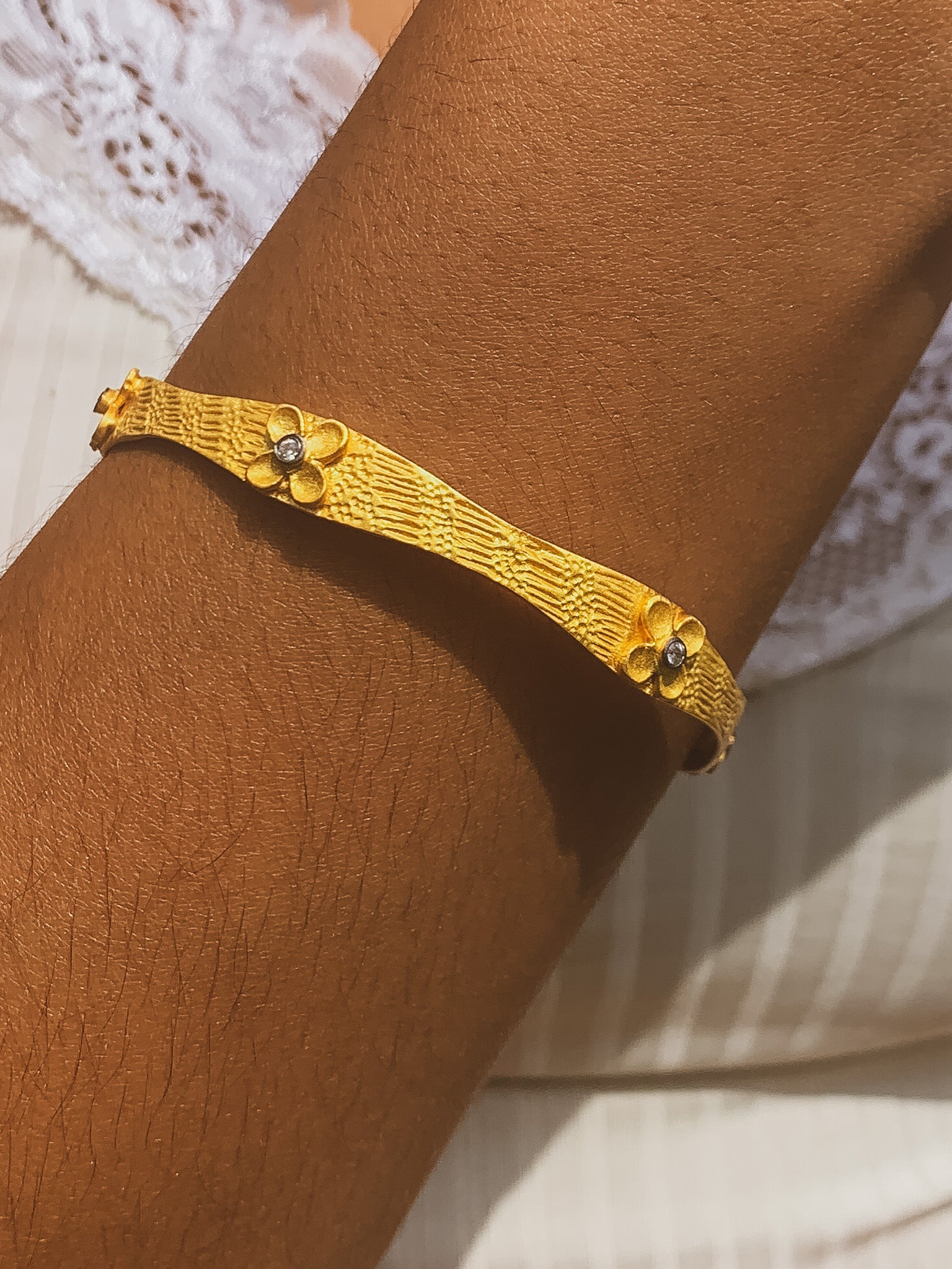 Gold Petite Flower Bangle