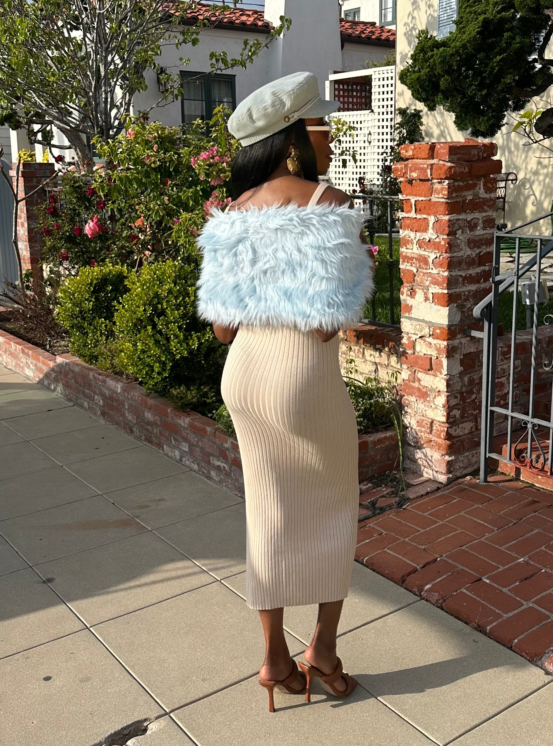 Ice Faux Fur Velvet Knot Stole