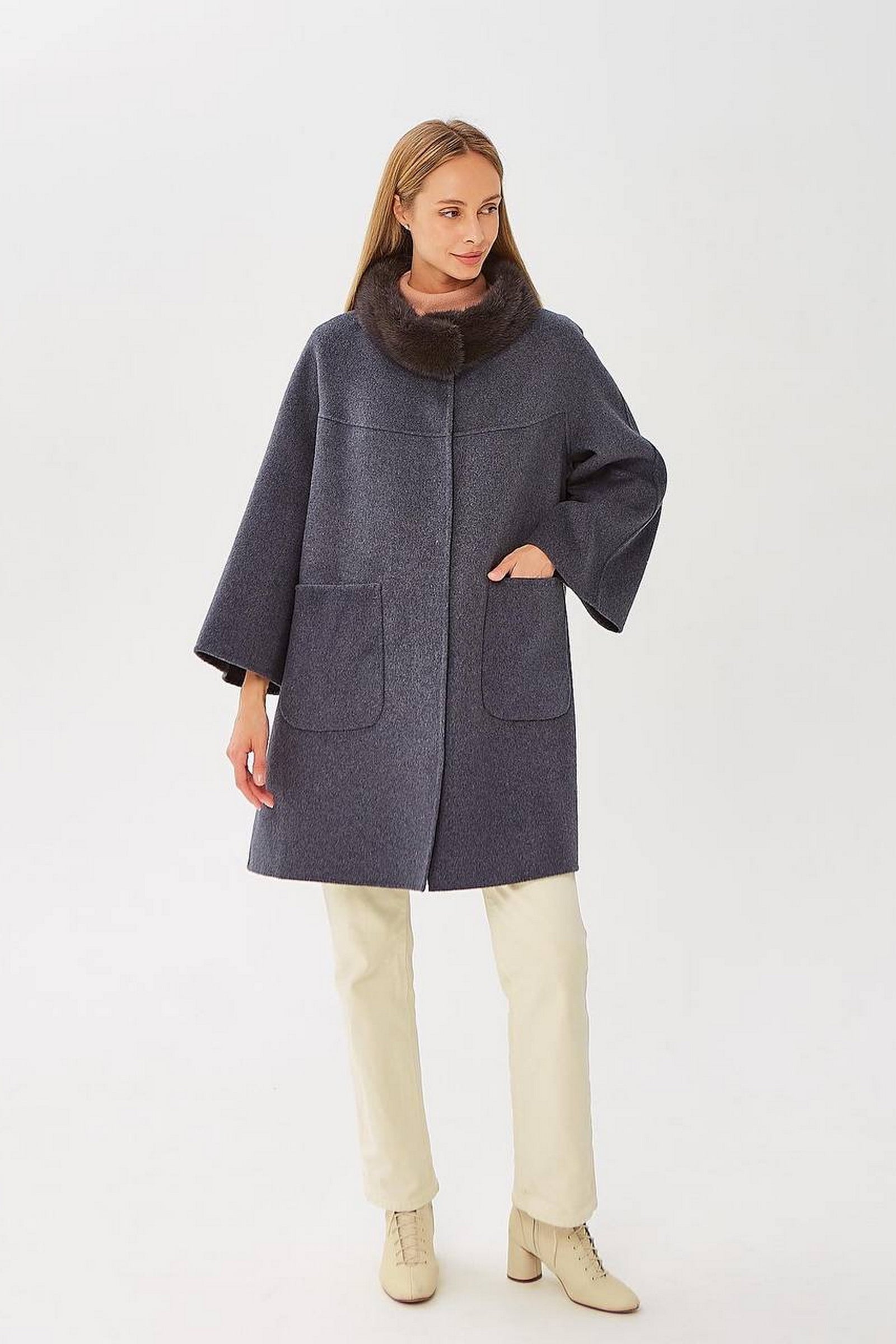 Genuine Scandinavian Mink Fur Virgin Wool Coat