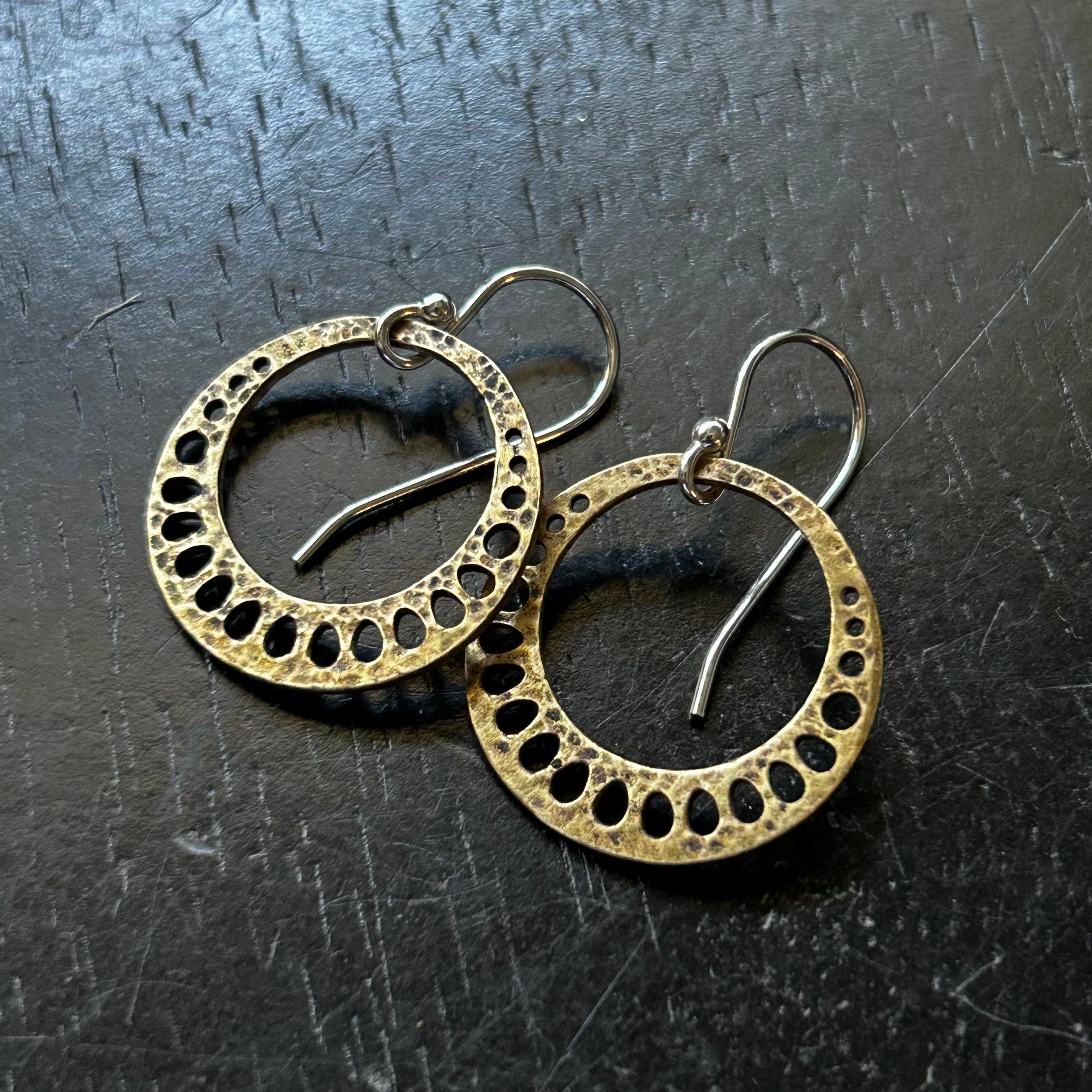 Tiny Brass Lotus Root Earrings