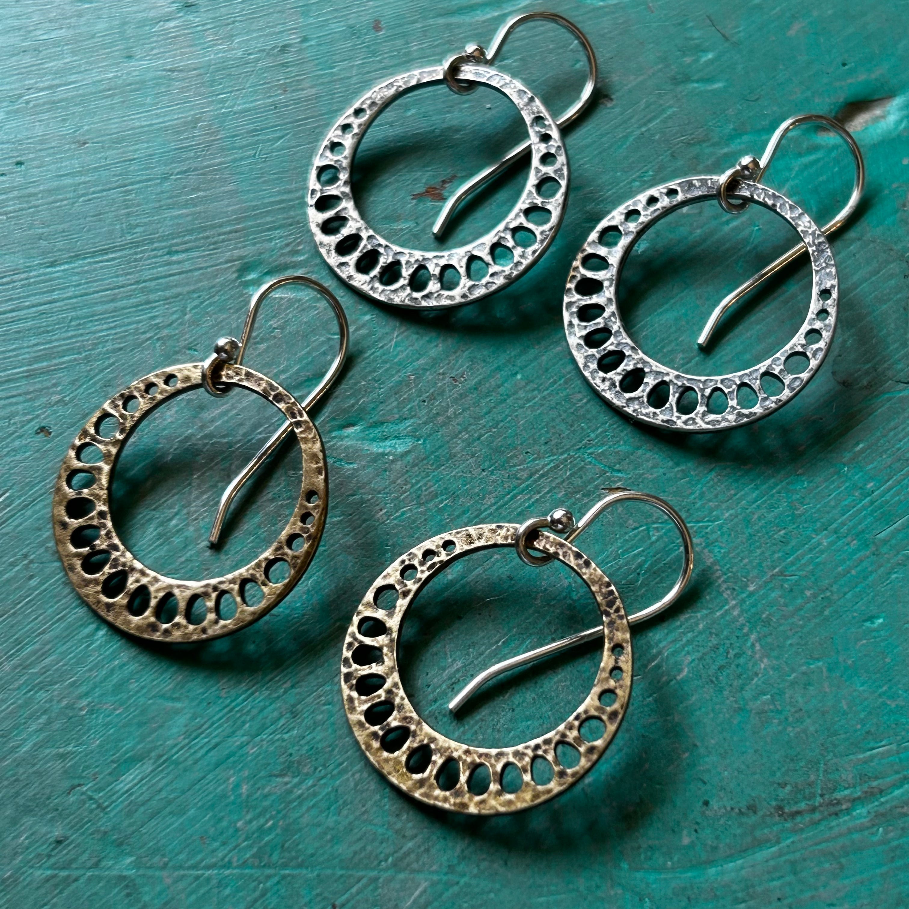 Tiny Brass Lotus Root Earrings