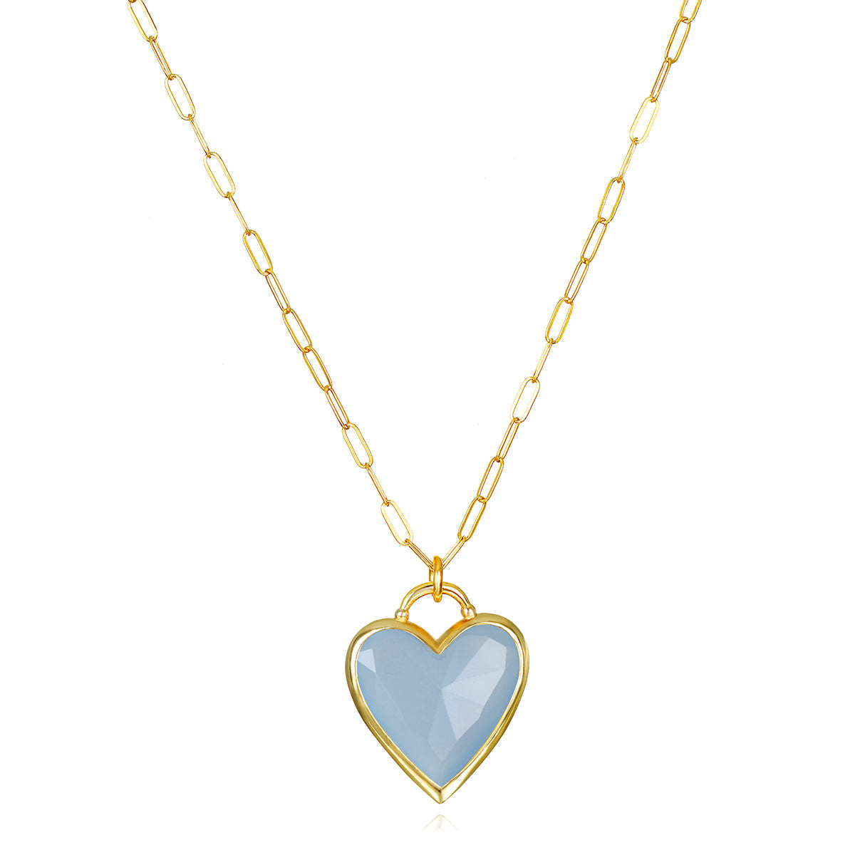 Framed Heart Necklace-Blue Jade