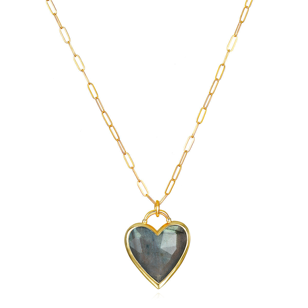 Framed Heart Necklace-Labradorite