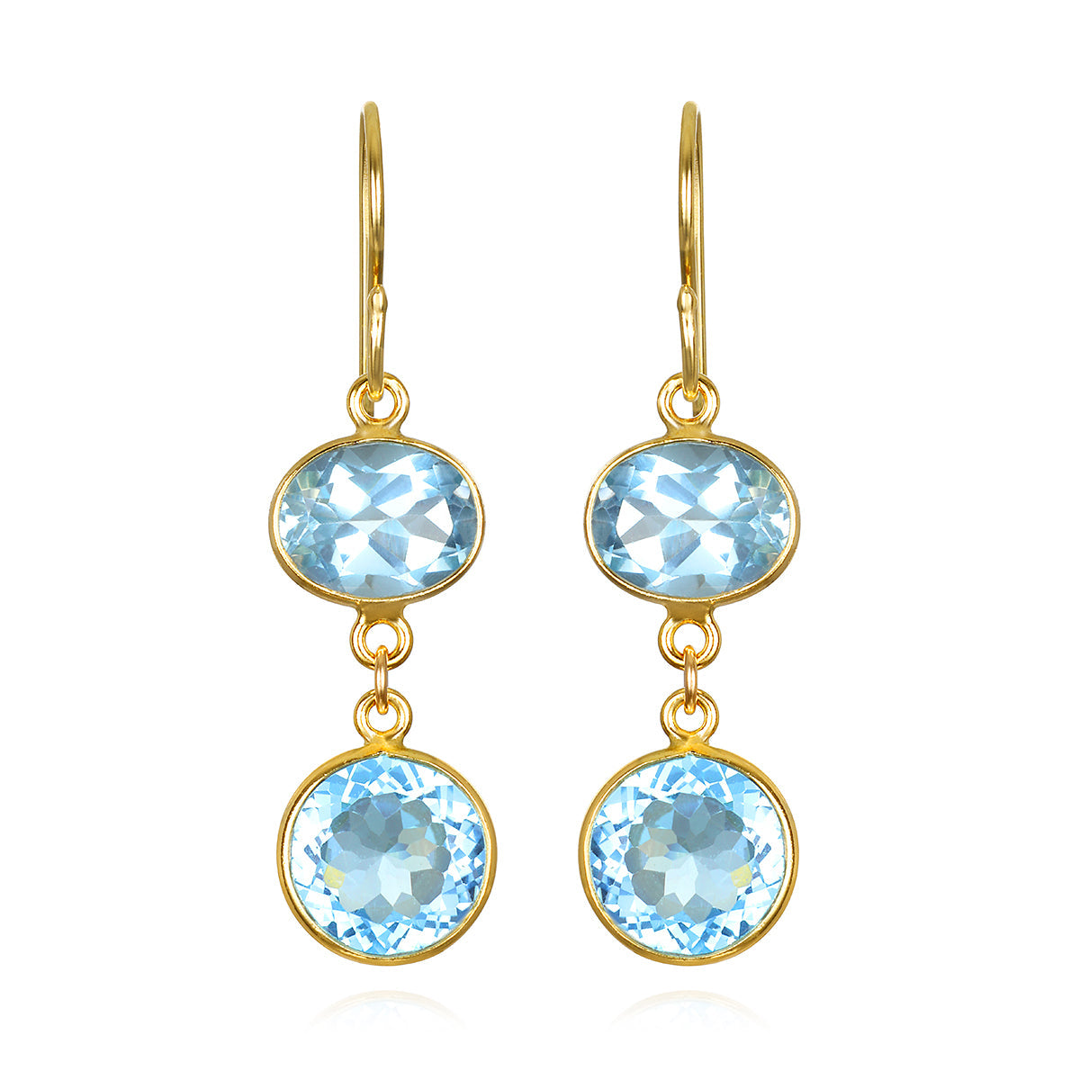 New! Bezel Double Dangles-Sky Blue Topaz