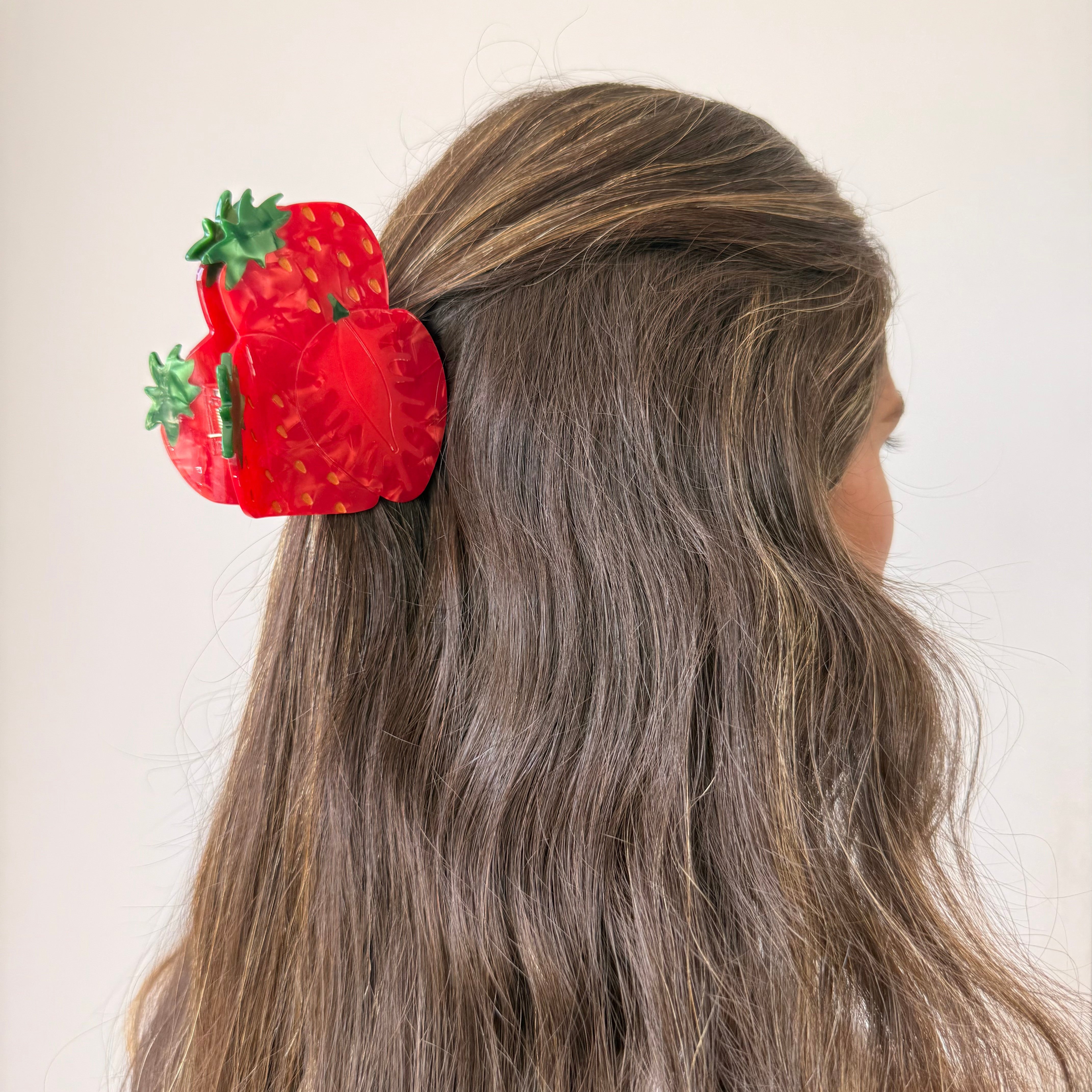Triple Red Strawberry Hair Claw Clip - Adina's Jewels