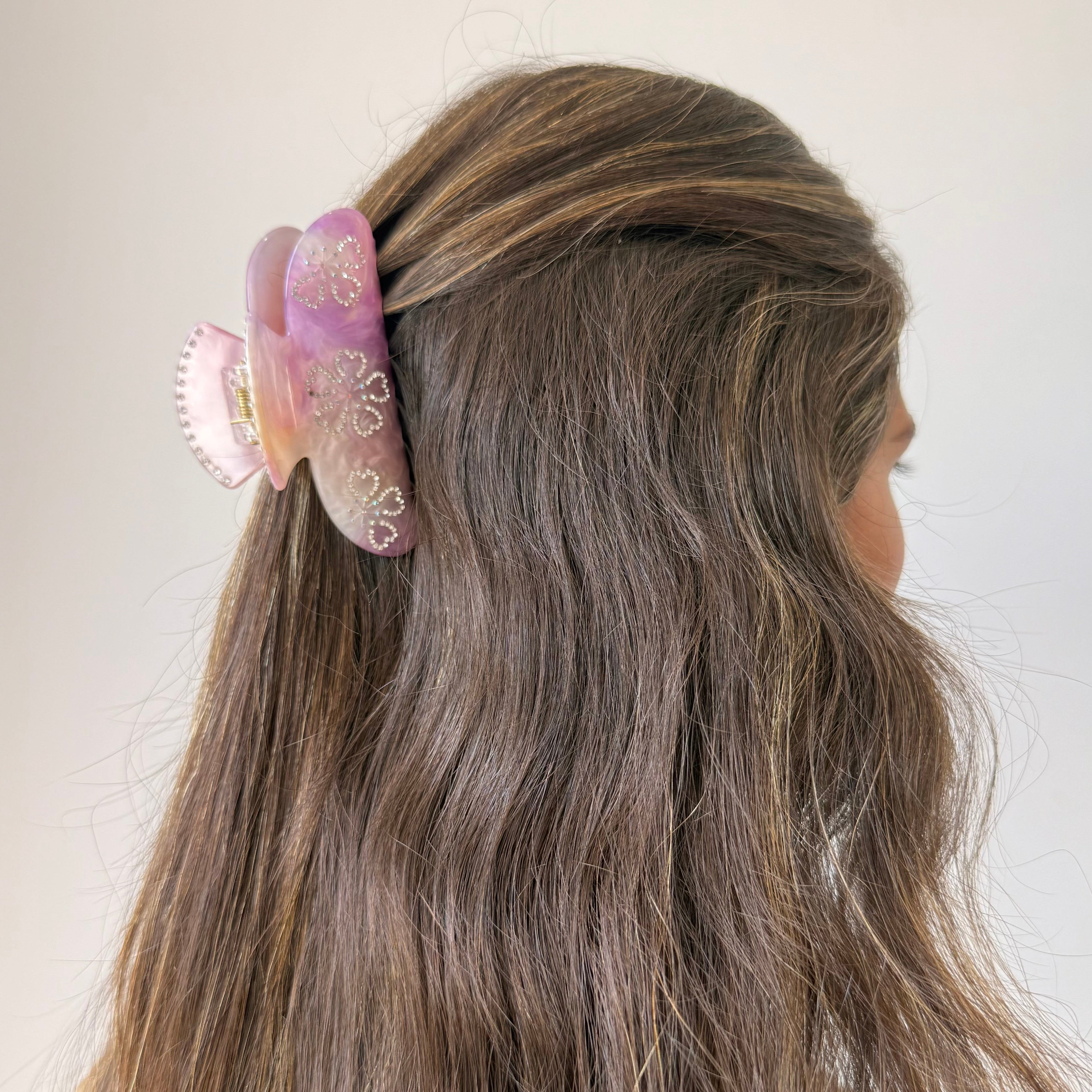 Rhinestone Pink Tie Dye Claw Clip - Adina's Jewels