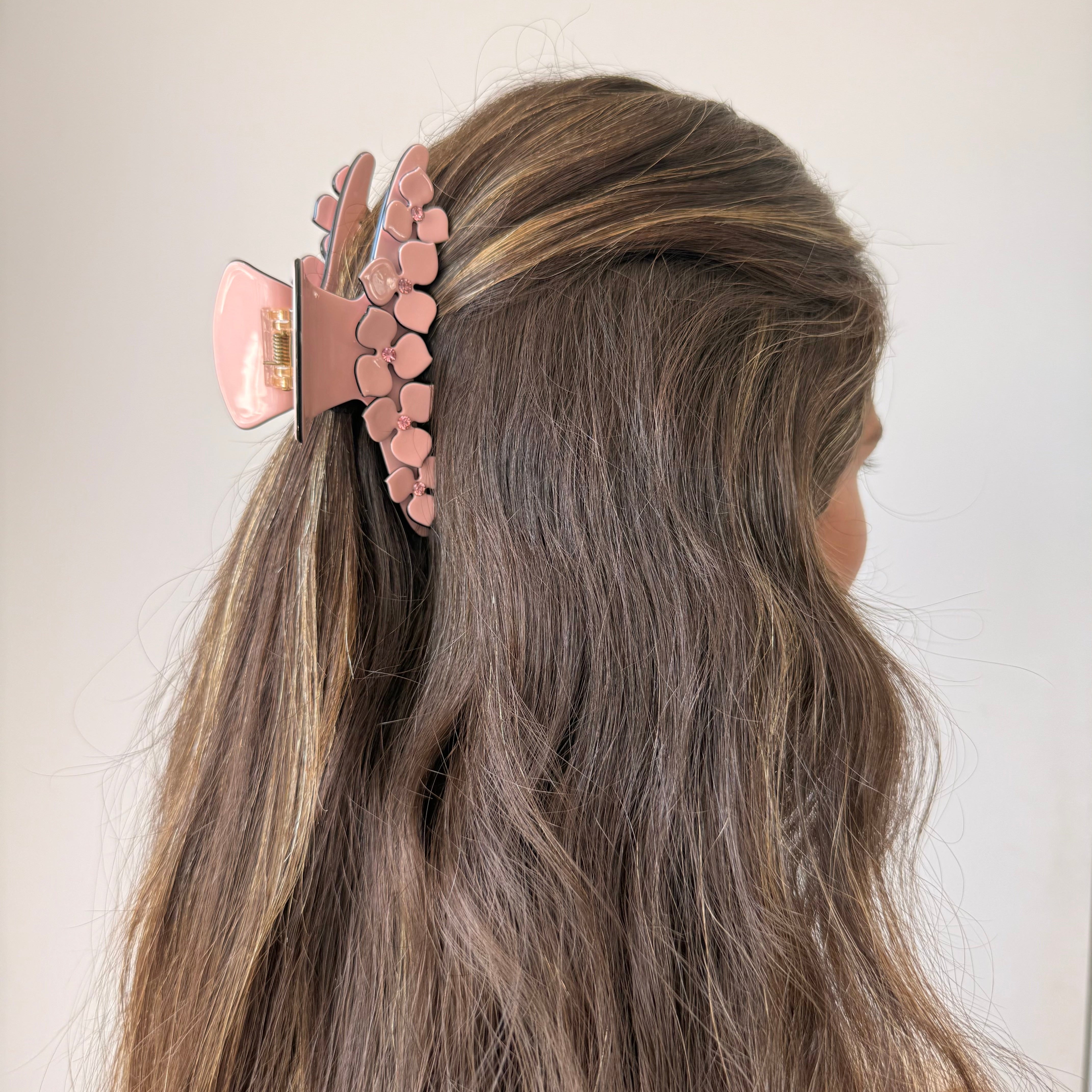 Flower Accented Enamel Claw Clip - Adina's Jewels