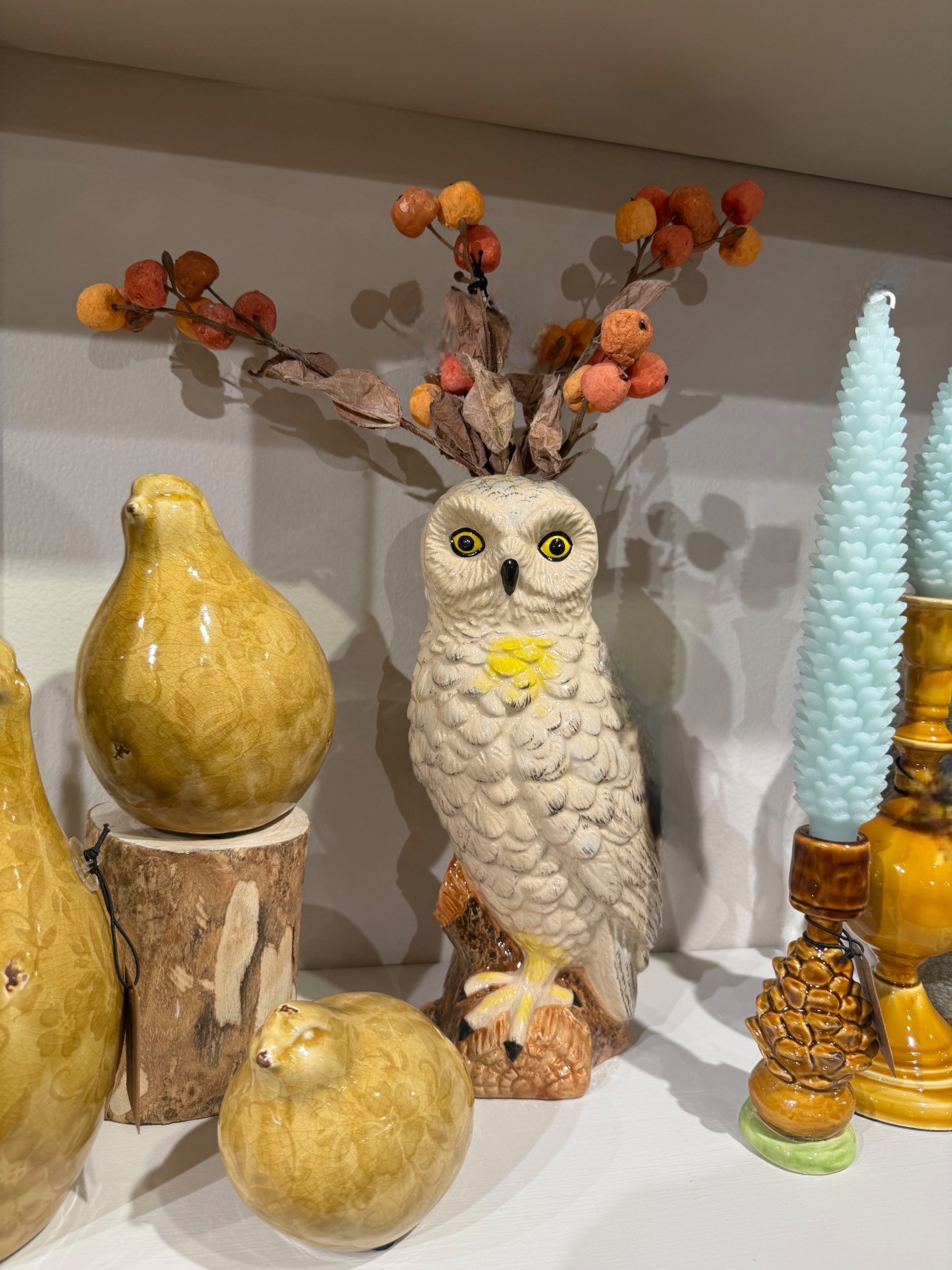 Hand-Painted Ceramic Owl Vase