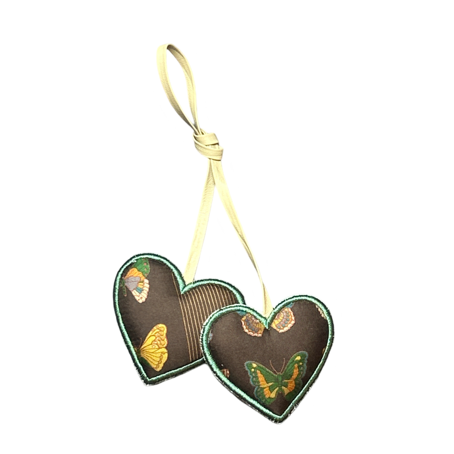 Farfalle Brown Scarf Double Heart Bag Charm