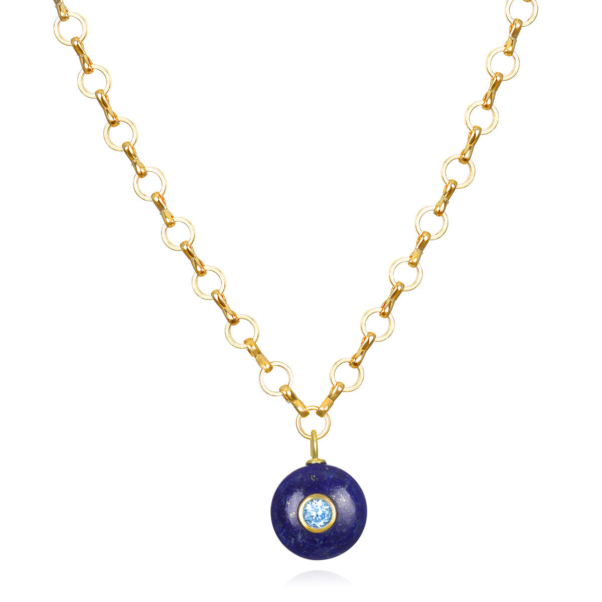 New! Lapis & Blue Topaz Petite Loop Necklace