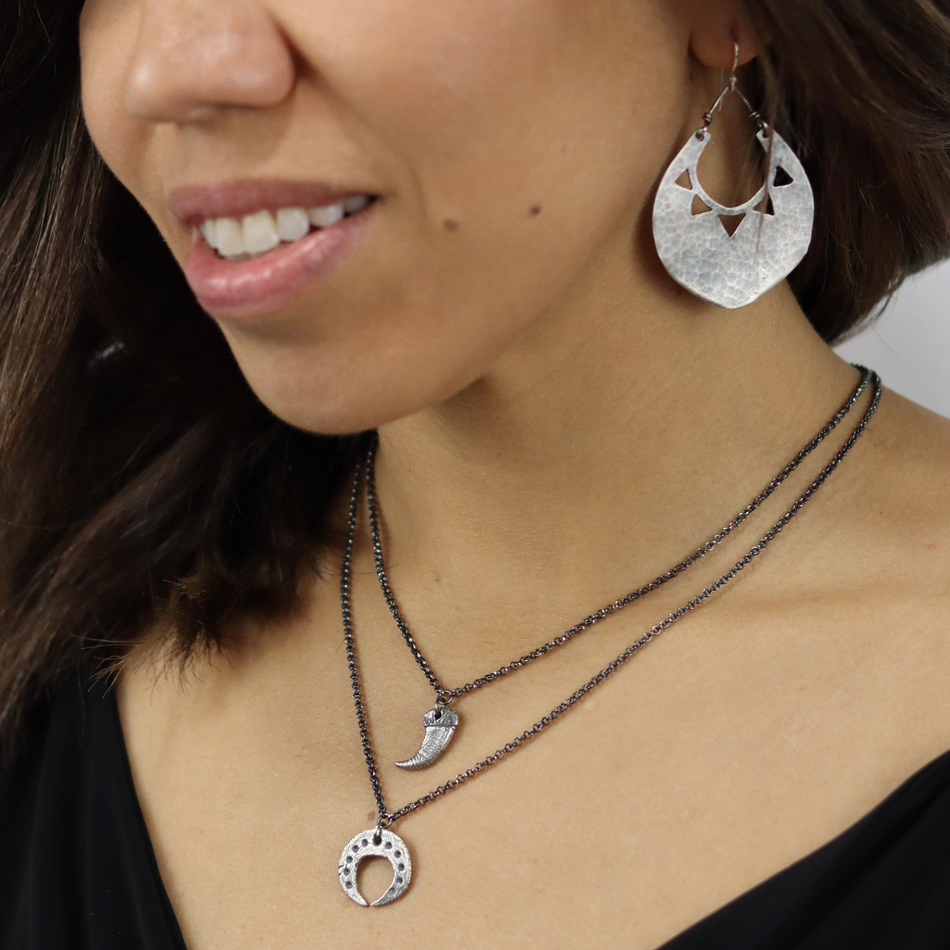 Silver Sun Shield Earrings
