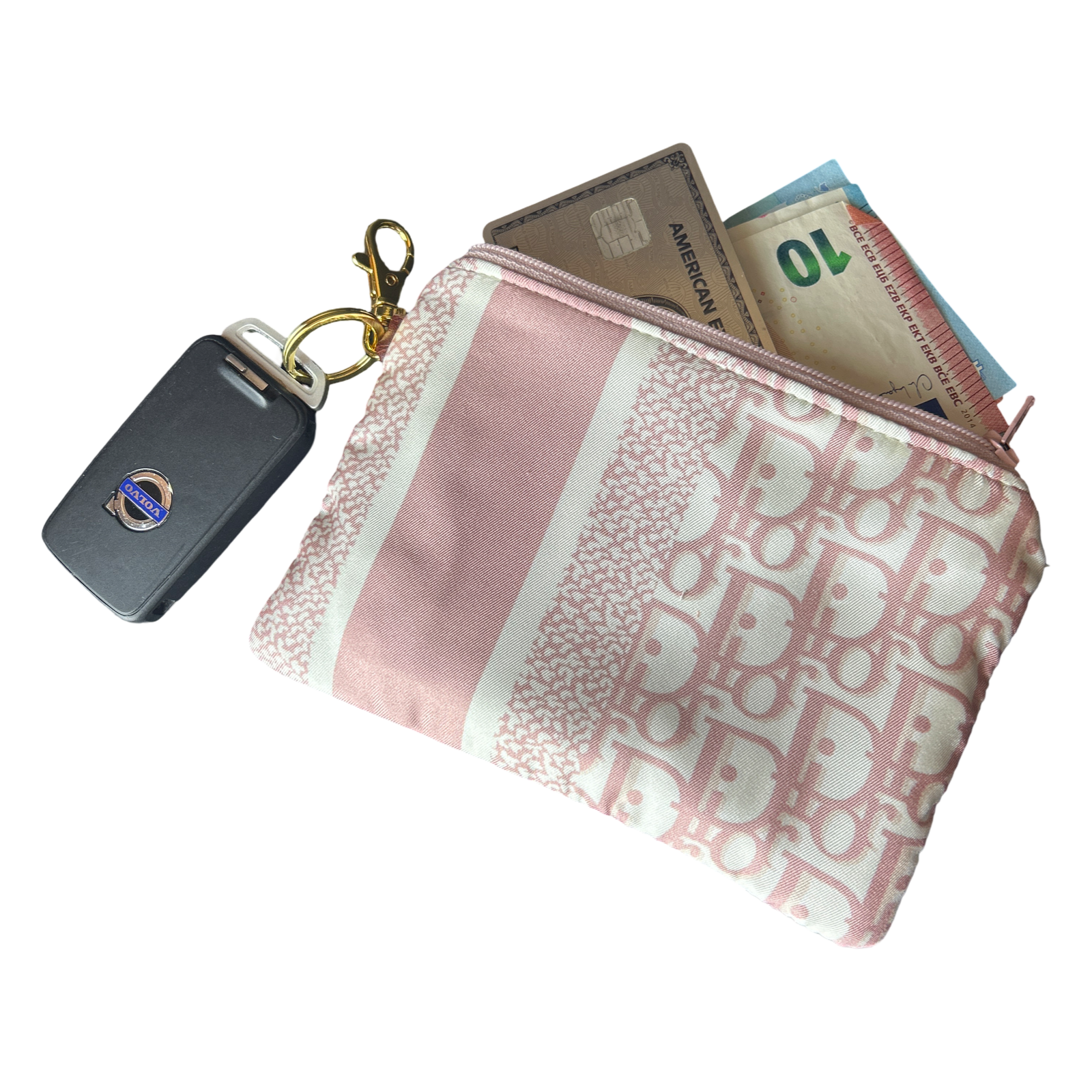 Trotter Pink Vintage Silk Scarf Coffee Run Keychain Bag