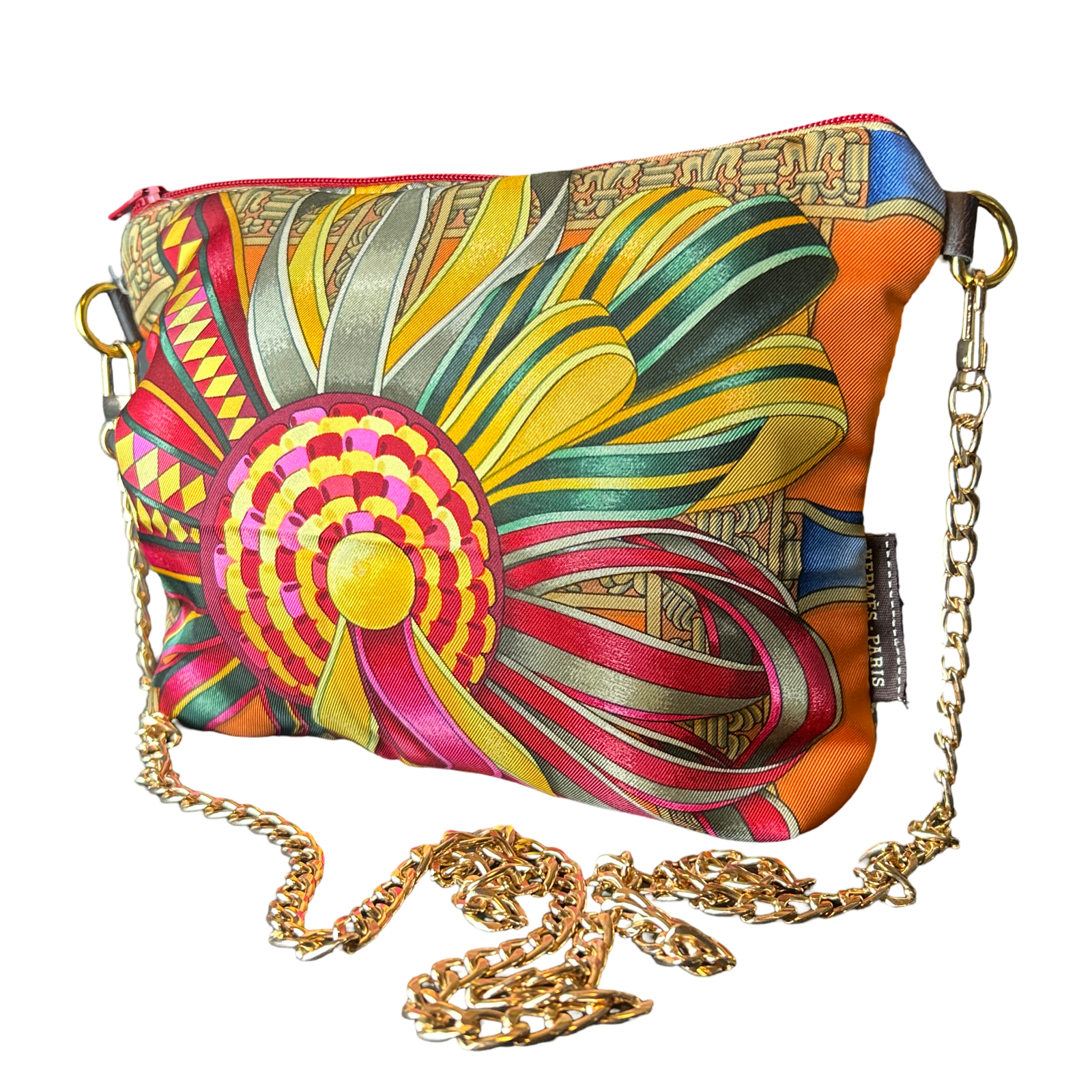 Rubans du Cheval Orange Vintage Silk Scarf Crossbody Bag
