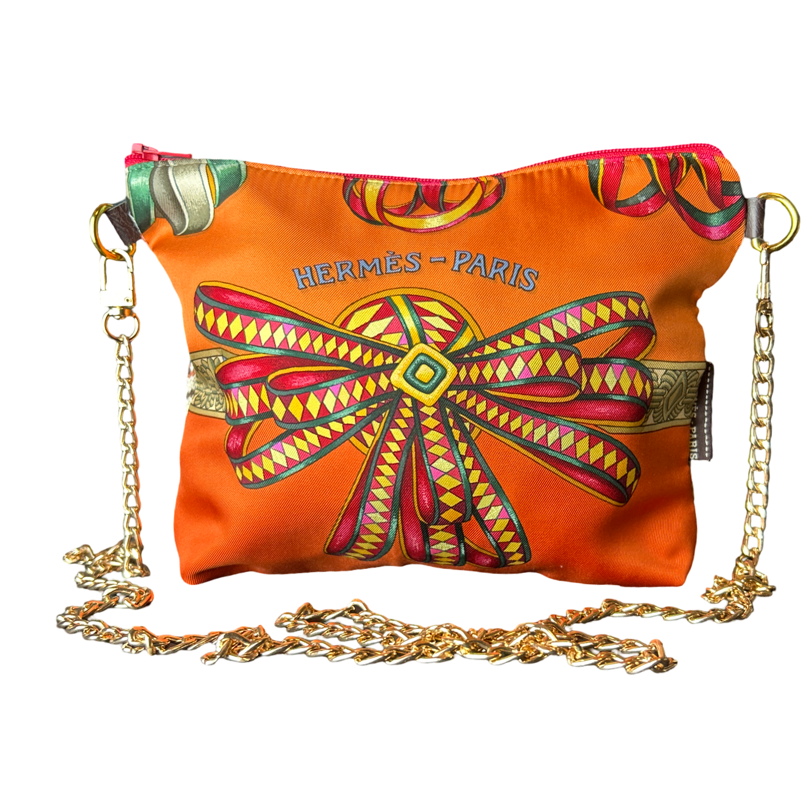 Rubans du Cheval Orange Vintage Silk Scarf Crossbody Bag