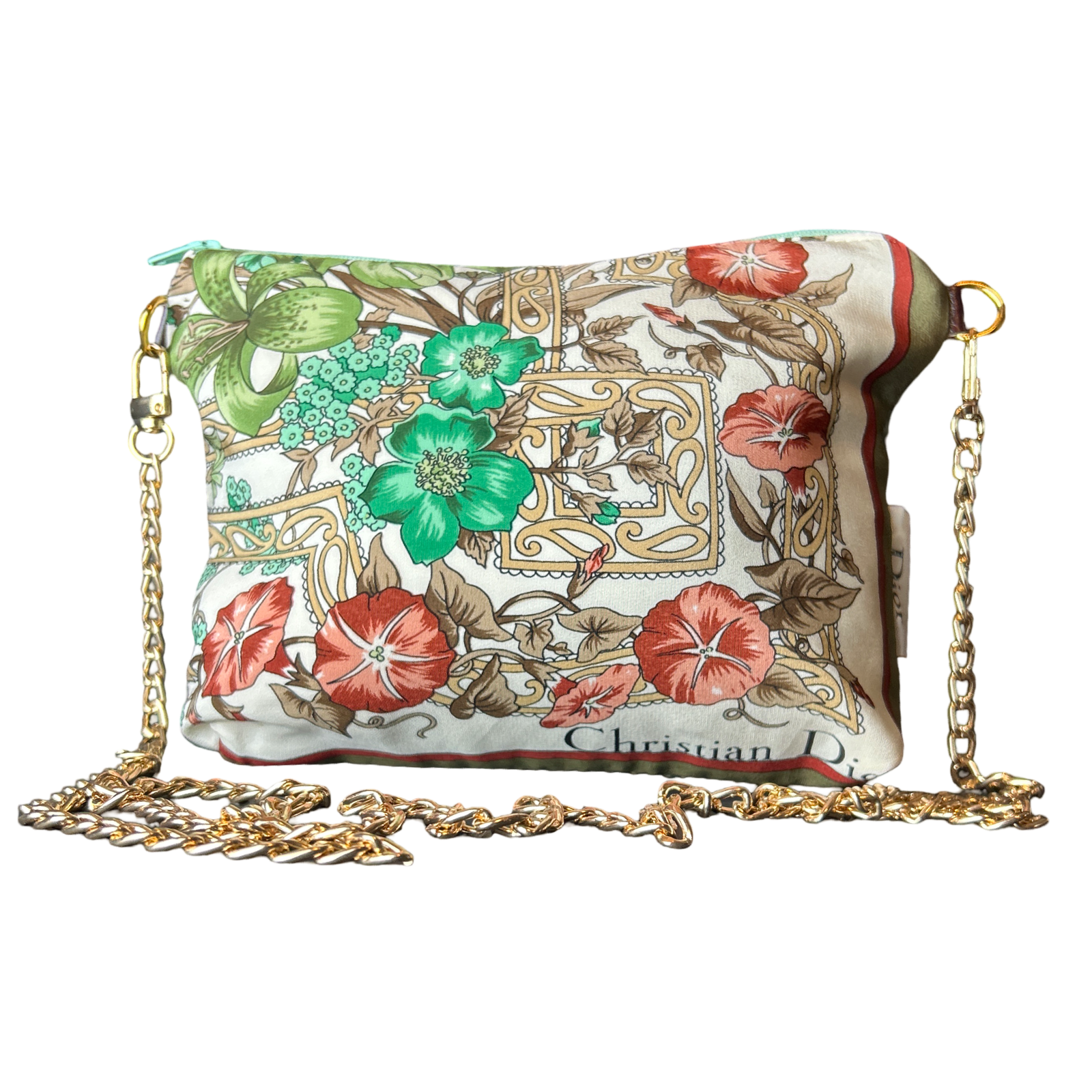 Garden Trellis Vintage Silk Scarf Crossbody Bag