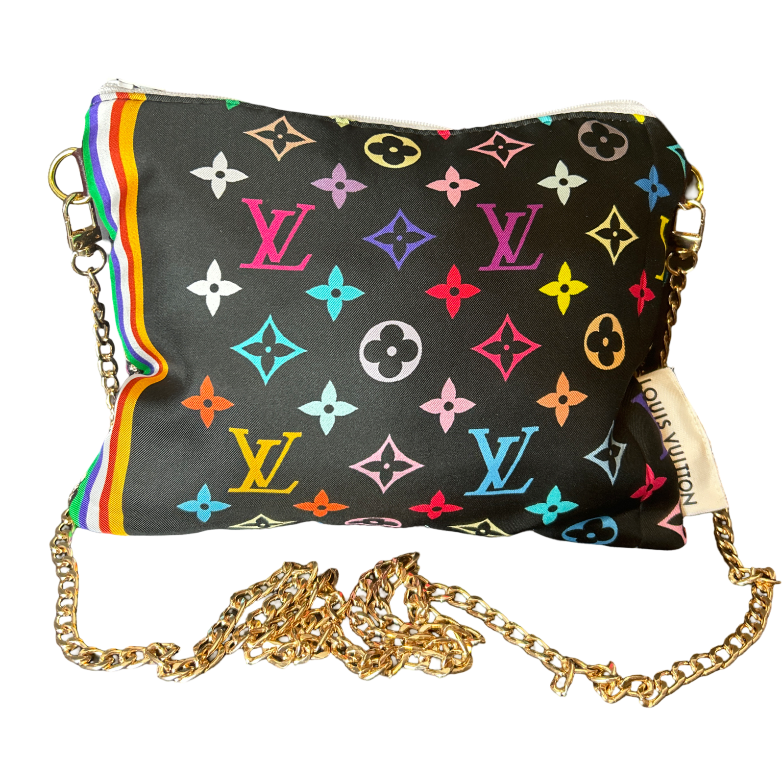 LV Multicolor Monogram Vintage Silk Scarf Crossbody Bag