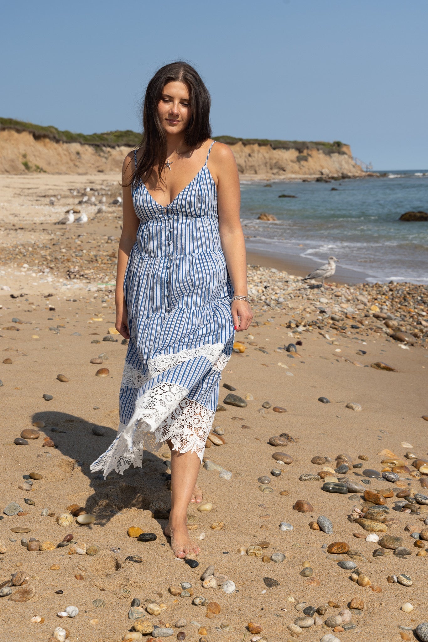 Irina Dress in Blue Sea Stripe
