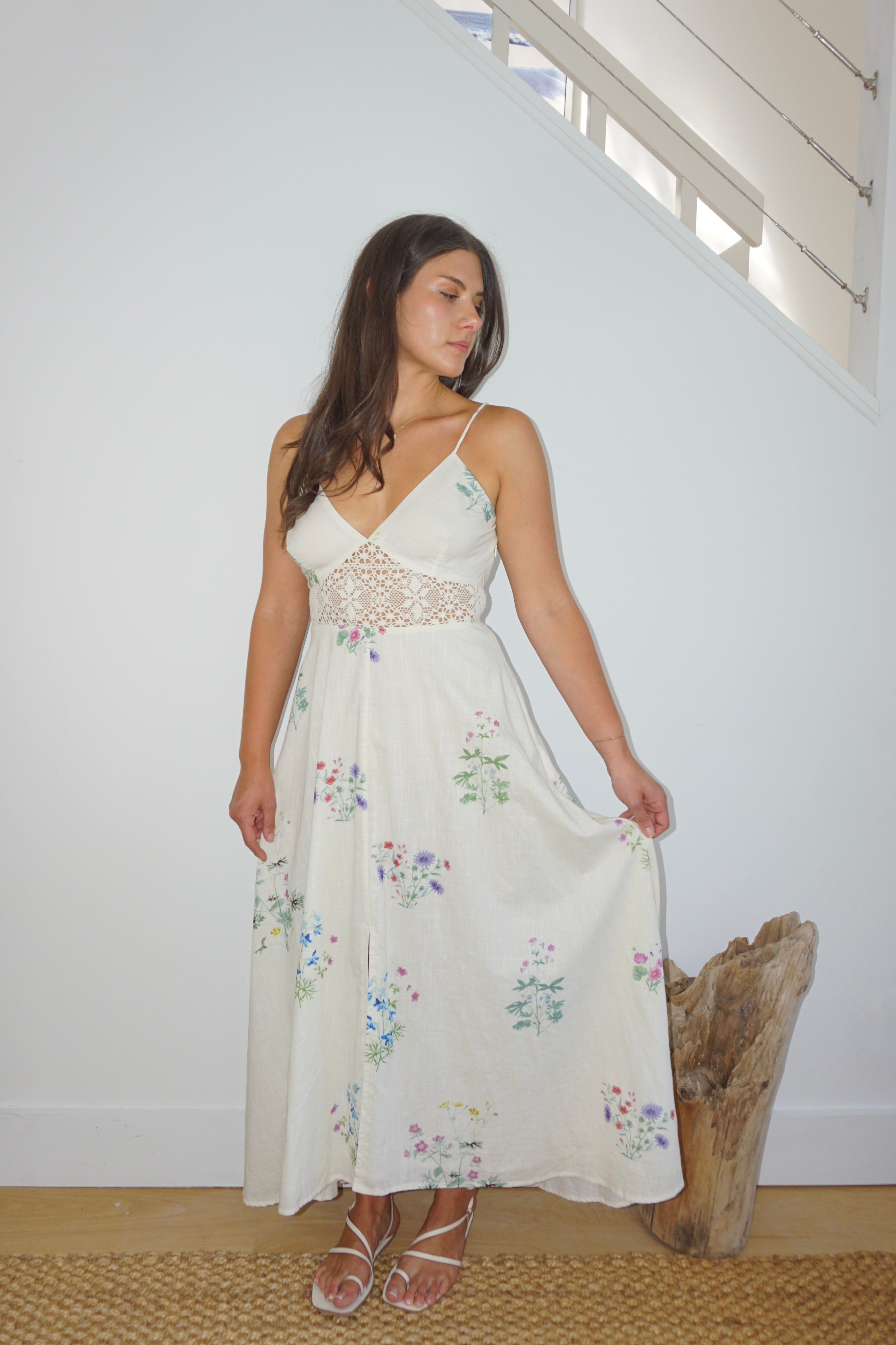 Isabella Dress in Cream Botanical