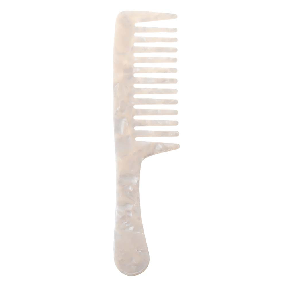 White Colored Hair Comb W/ Handle - Adina's Jewels