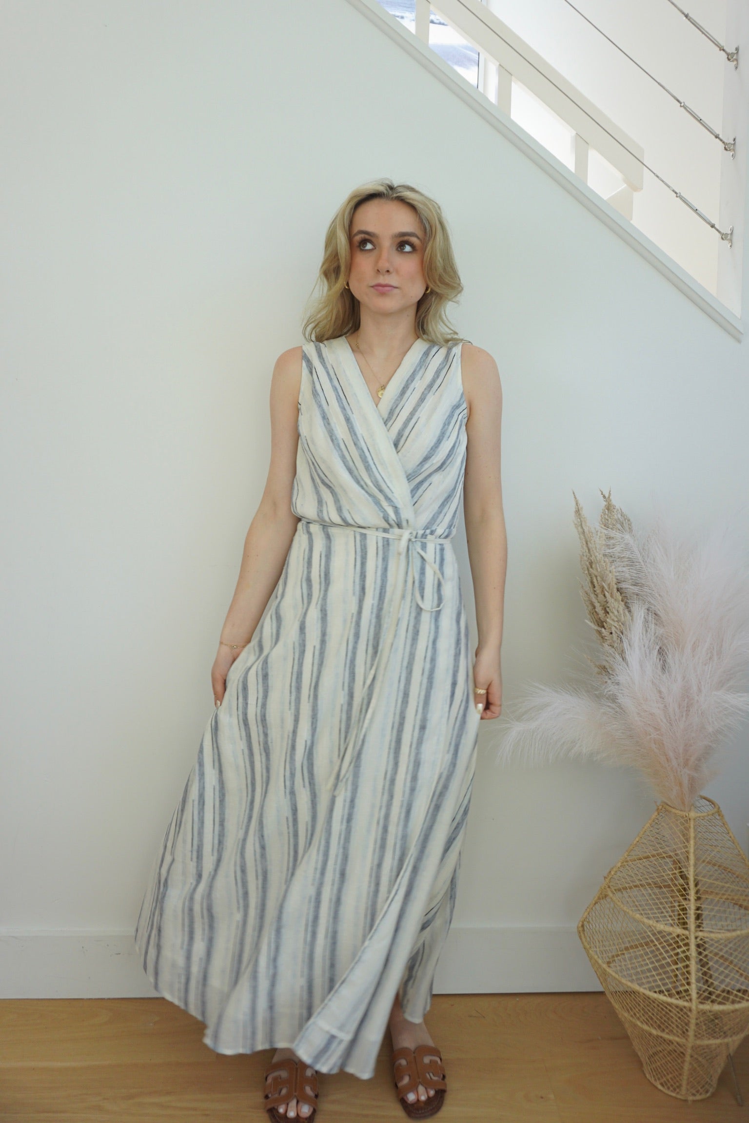 Jane Wrap Dress in BLU WVN STR