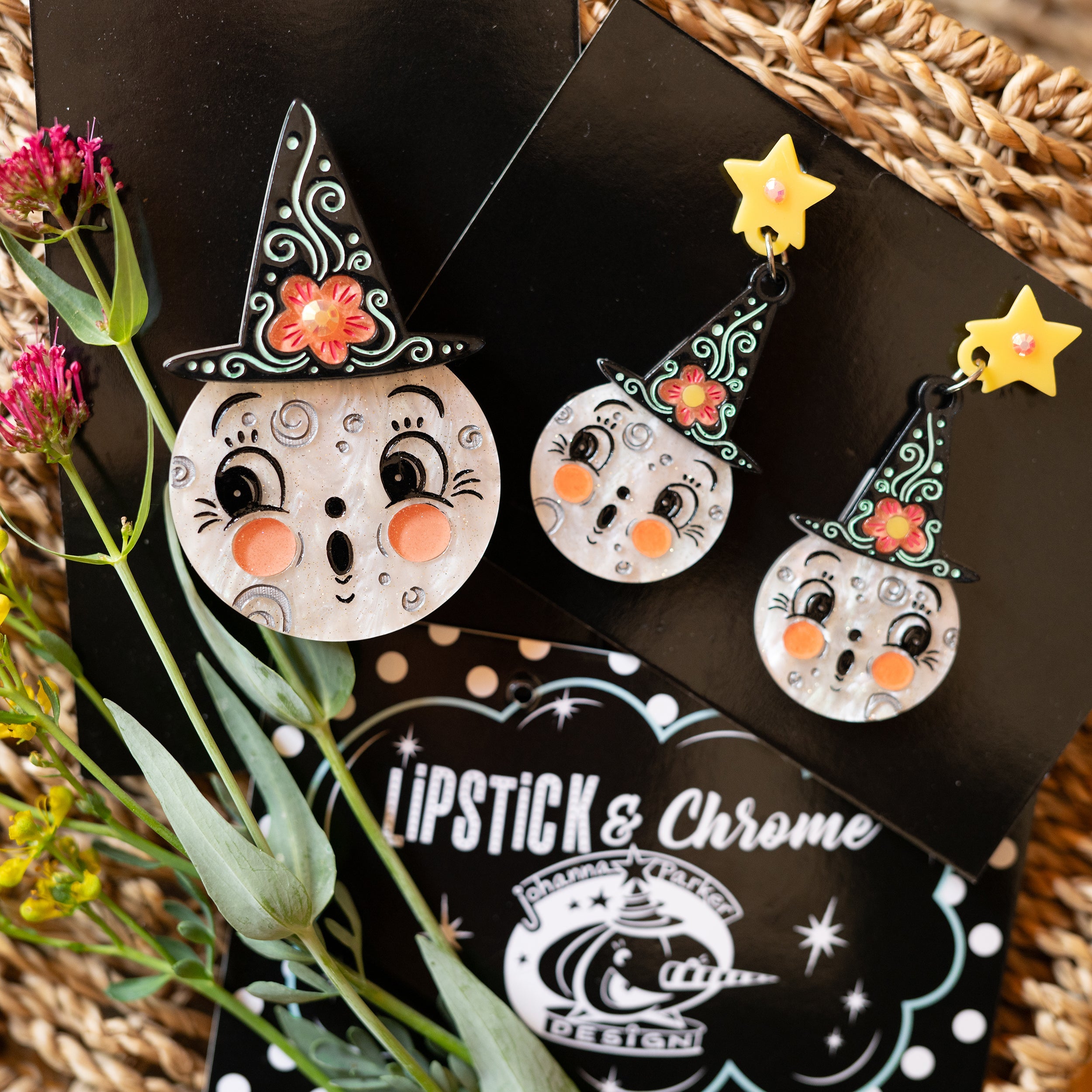 Bloomin' Luna Witch Statement Earrings by Johanna Parker x Lipstick & Chrome