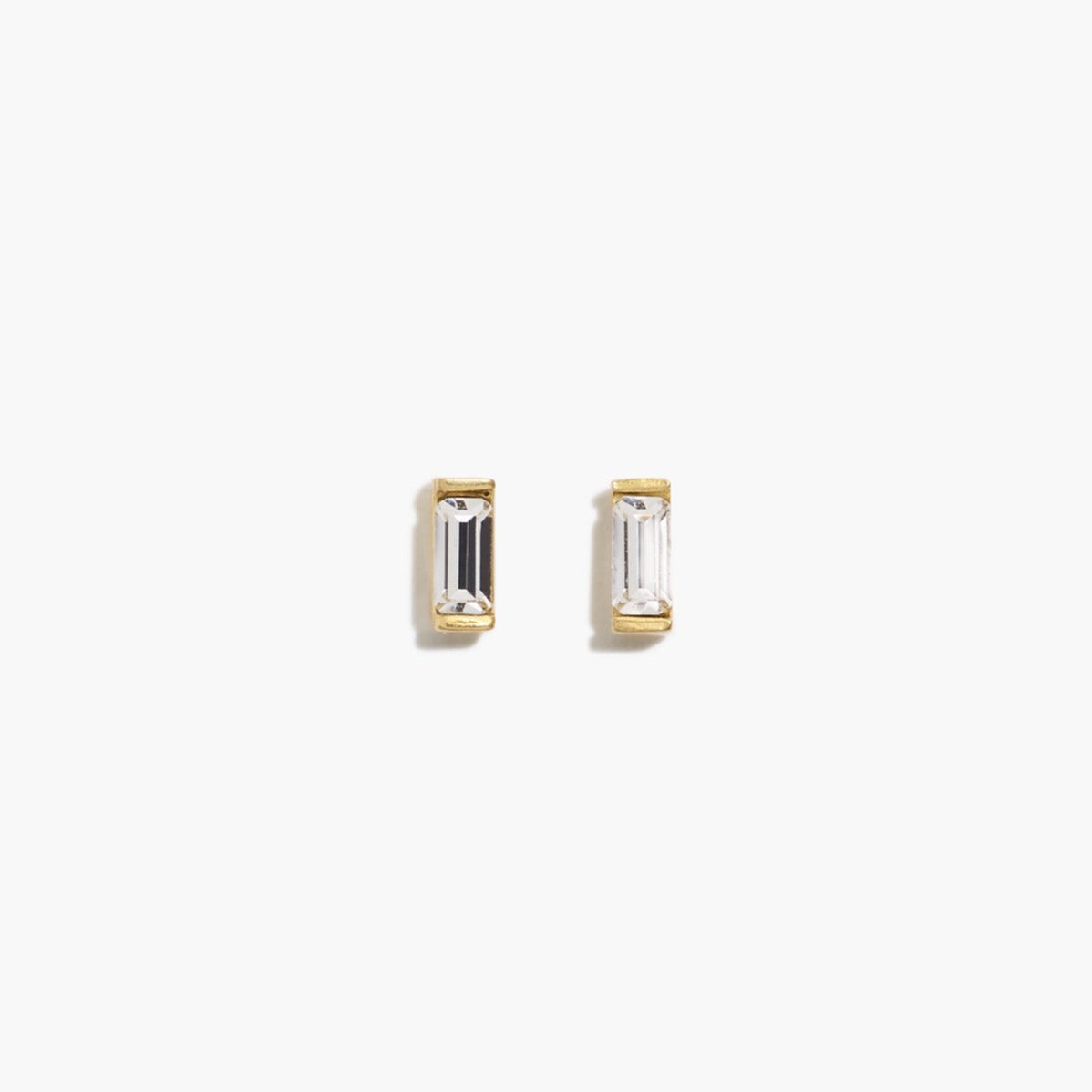 Solid Gold Baguette Studs