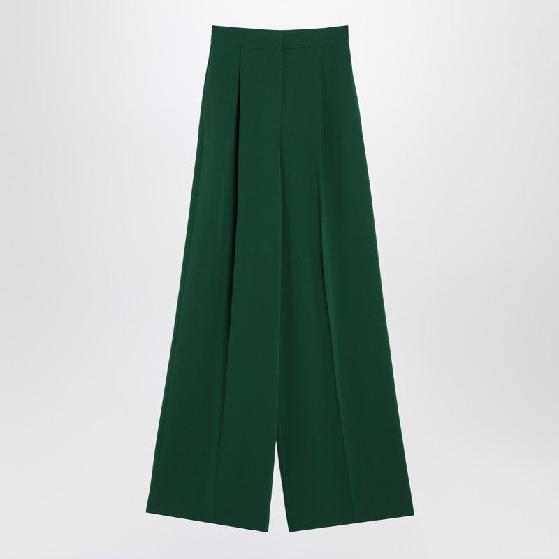 Max Mara Wide Emerald Green Cady Trousers Women