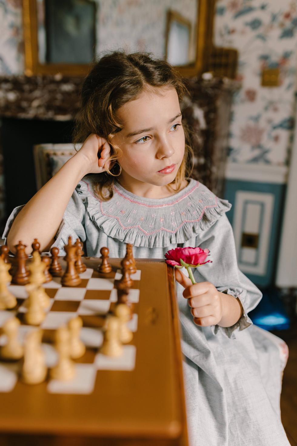 Sherazade Grey Long Sleeve Bishop Dress