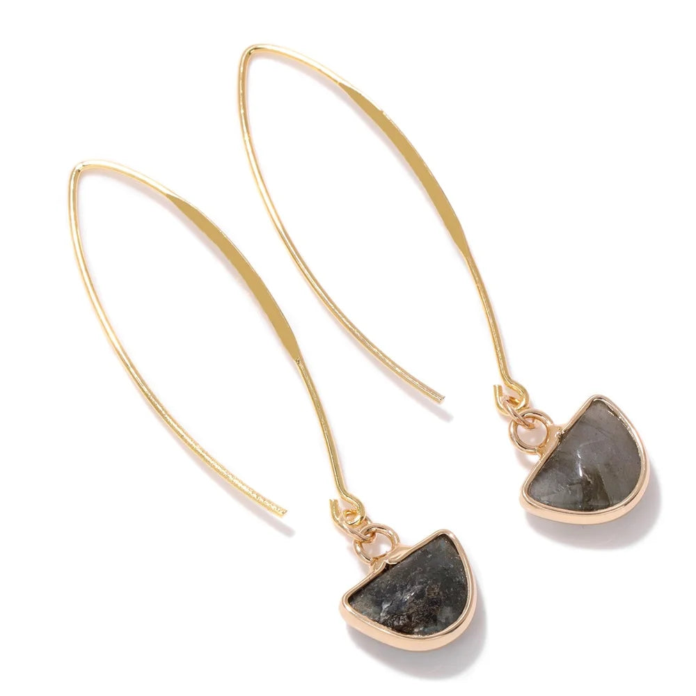 Crystal Faceted Teardrop Gold Earrings