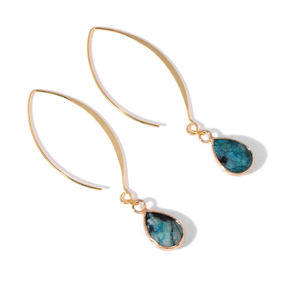 Crystal Faceted Teardrop Gold Earrings