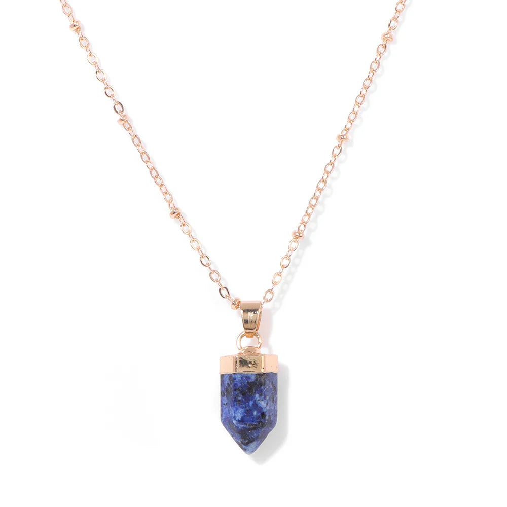 Crystal Point Gold Pendant Necklaces