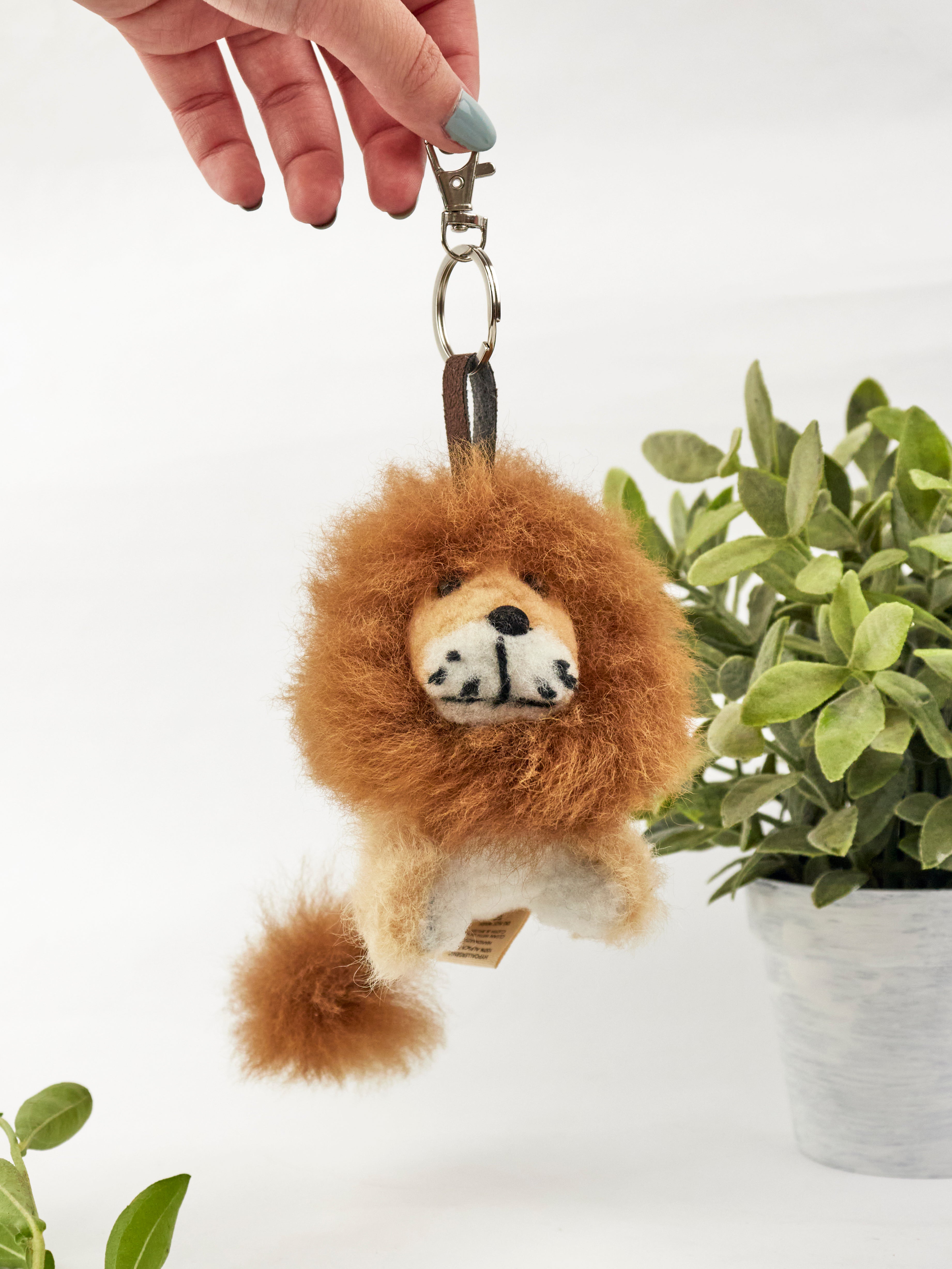 Lion Alpaca Fur Keychain
