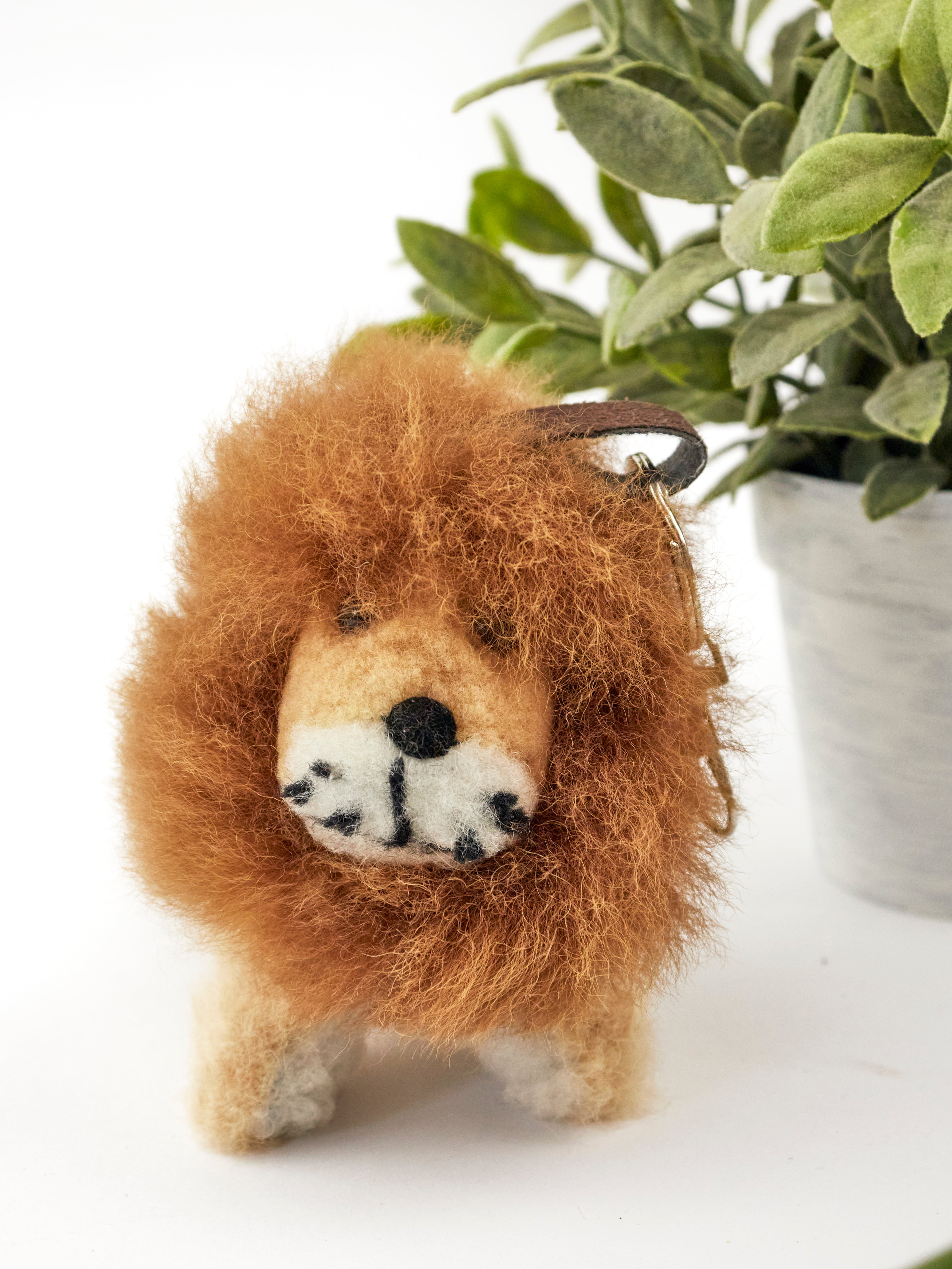 Lion Alpaca Fur Keychain