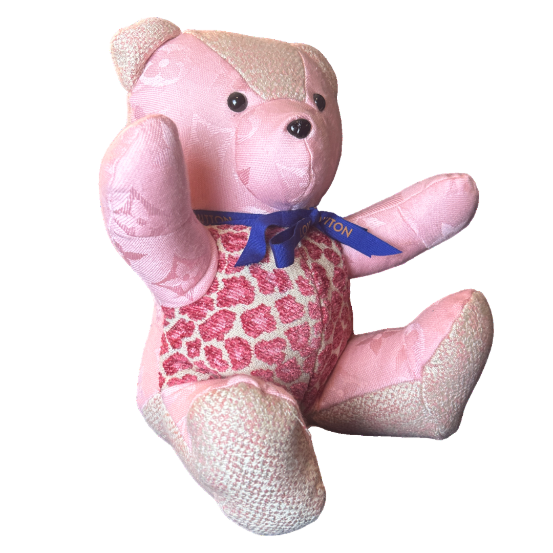 LV Monogram Vintage Silk Scarf Patchwork Teddy Bear