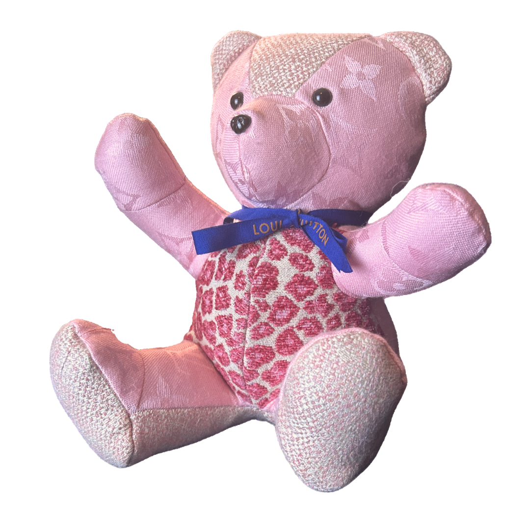 LV Monogram Vintage Silk Scarf Patchwork Teddy Bear