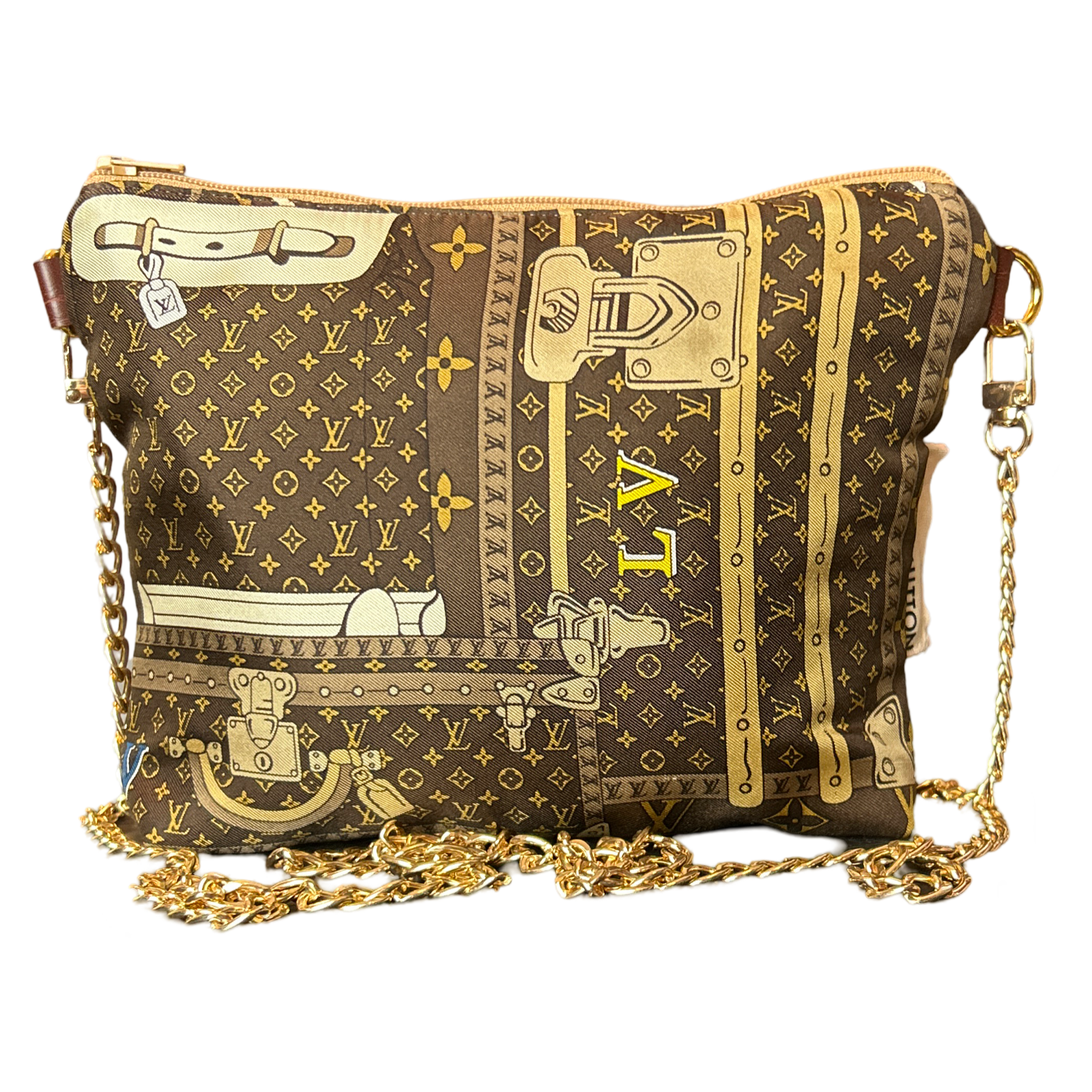 Monogram Luggage Vintage Silk Scarf Crossbody Bag