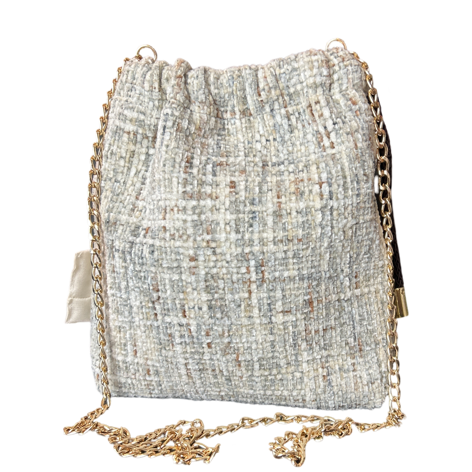 Au Fils du Temps Vintage Silk Scarf Drawstring Crossbody Bag