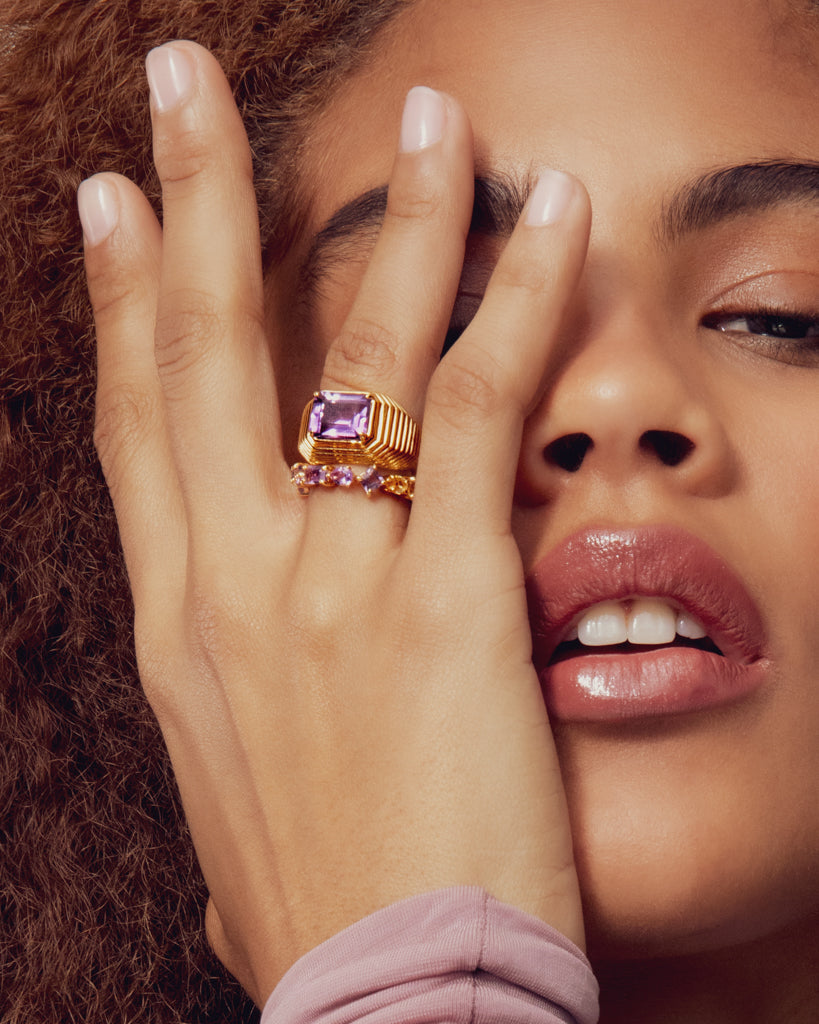 The Caroline Step-Cut Ring- Amethyst