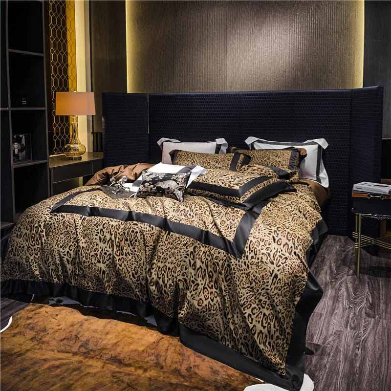 Luxury Egyptian Cotton Leopard Print Bedding Set | 3CARATS