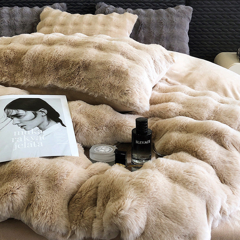 Luxury Soft Faux Rabbit Fur Duvet Cover Set | 3CARATS