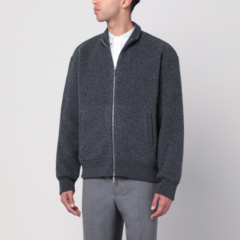 Thom Browne Grey Wool Zip-Up Cardigan Men
