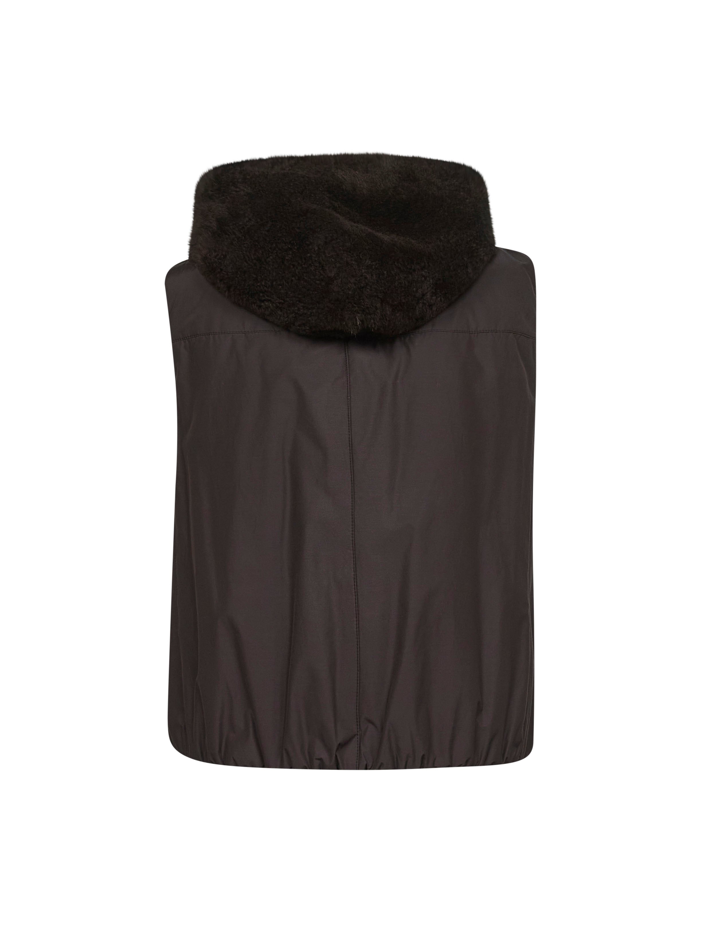 Brunello Cucinelli Women Brown Fur And Nylon Reversible Vest